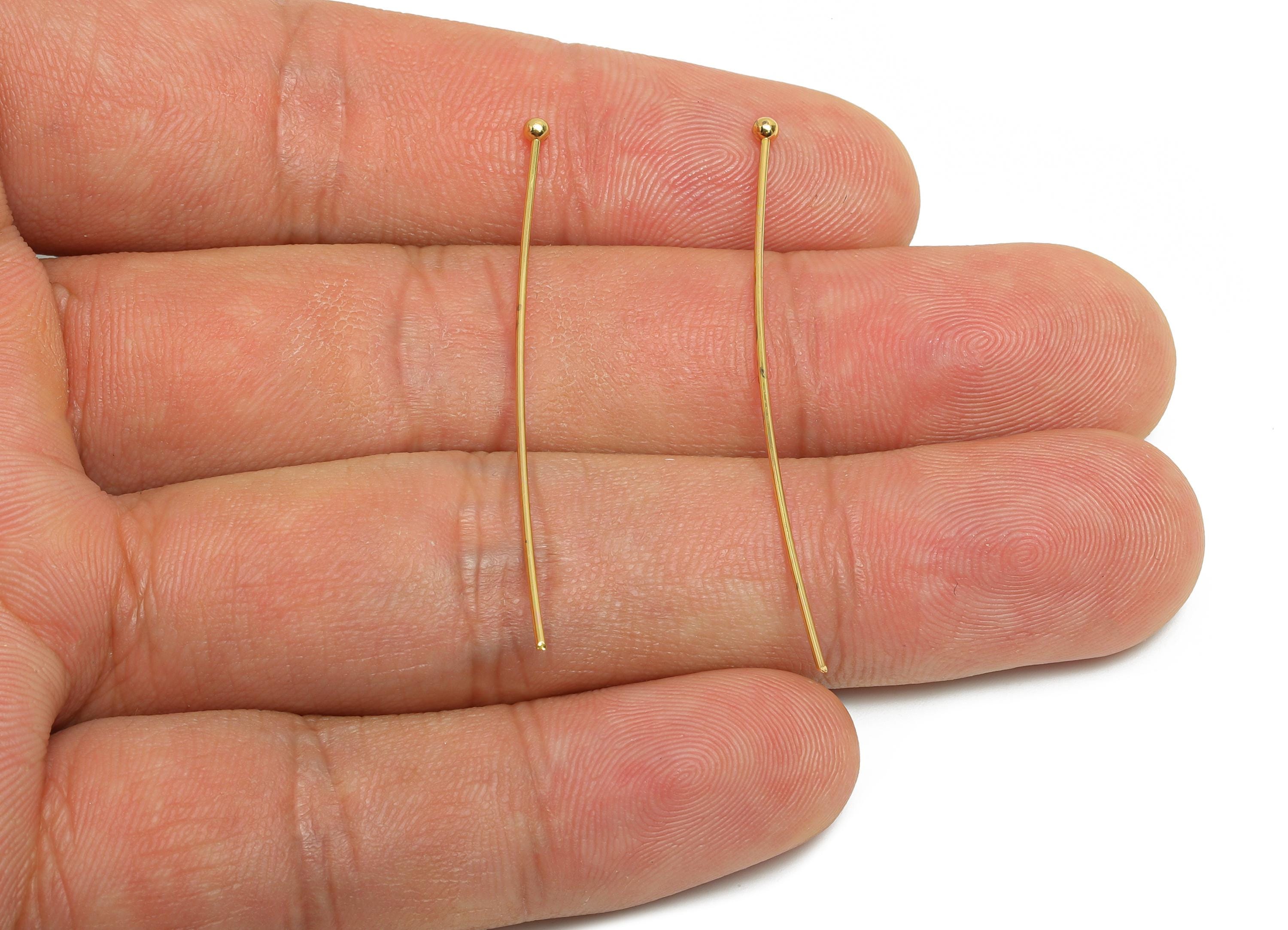 0.7*45*2mm Gold Ball Headpin - Brass Bead Stopper Pin - Metal Headpin - DIY Jewelry Making - Bead Supplies for Handmade Creation - RGP10347 - DOMEDBAZAAR