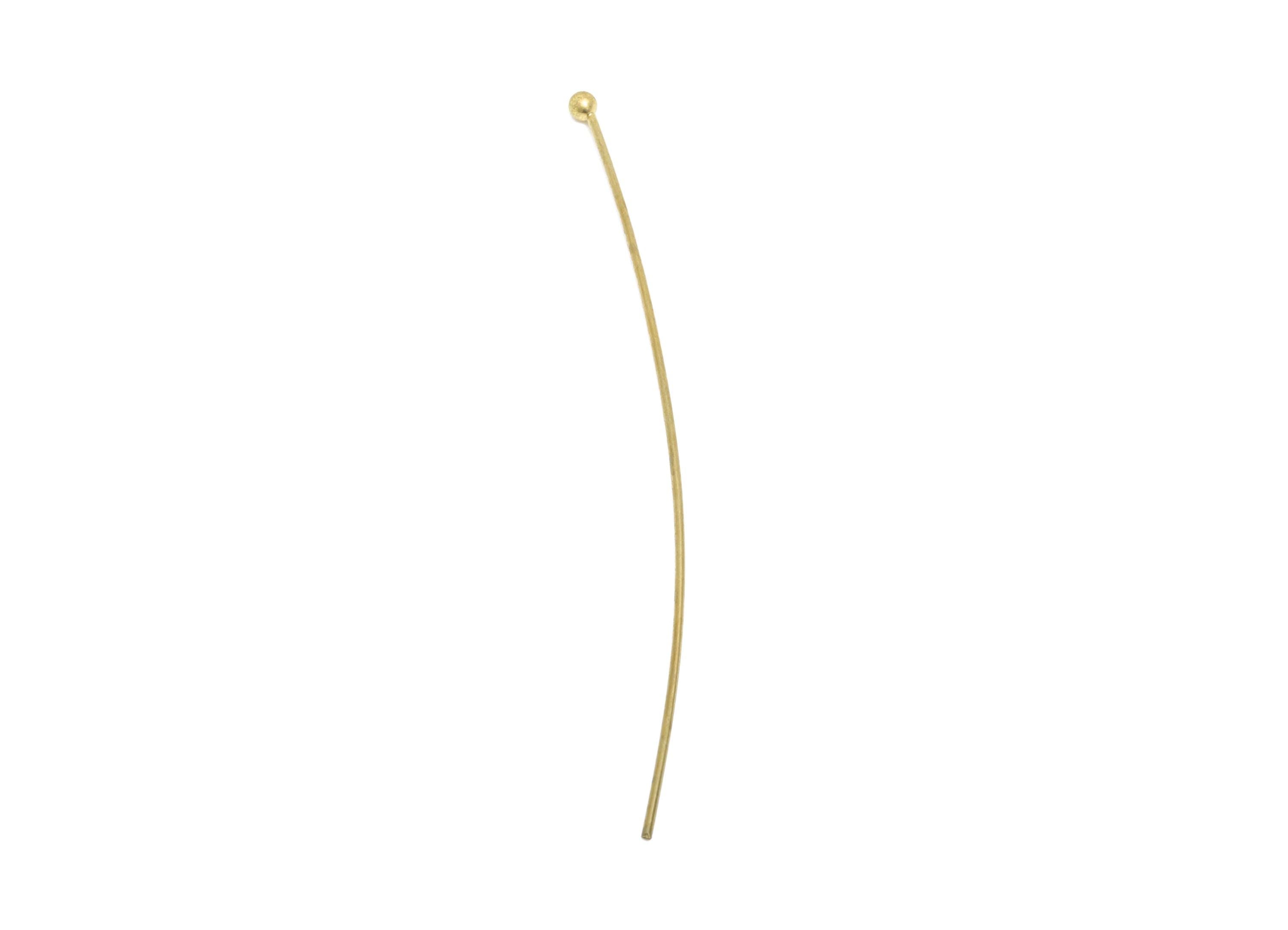 0.7*55*2.0mm Ball Headpin - Raw Brass Bead Stopper Pin - Metal Headpin - DIY Jewelry Making - Bead Supplies for Handmade Creation - PP11010 - DOMEDBAZAAR
