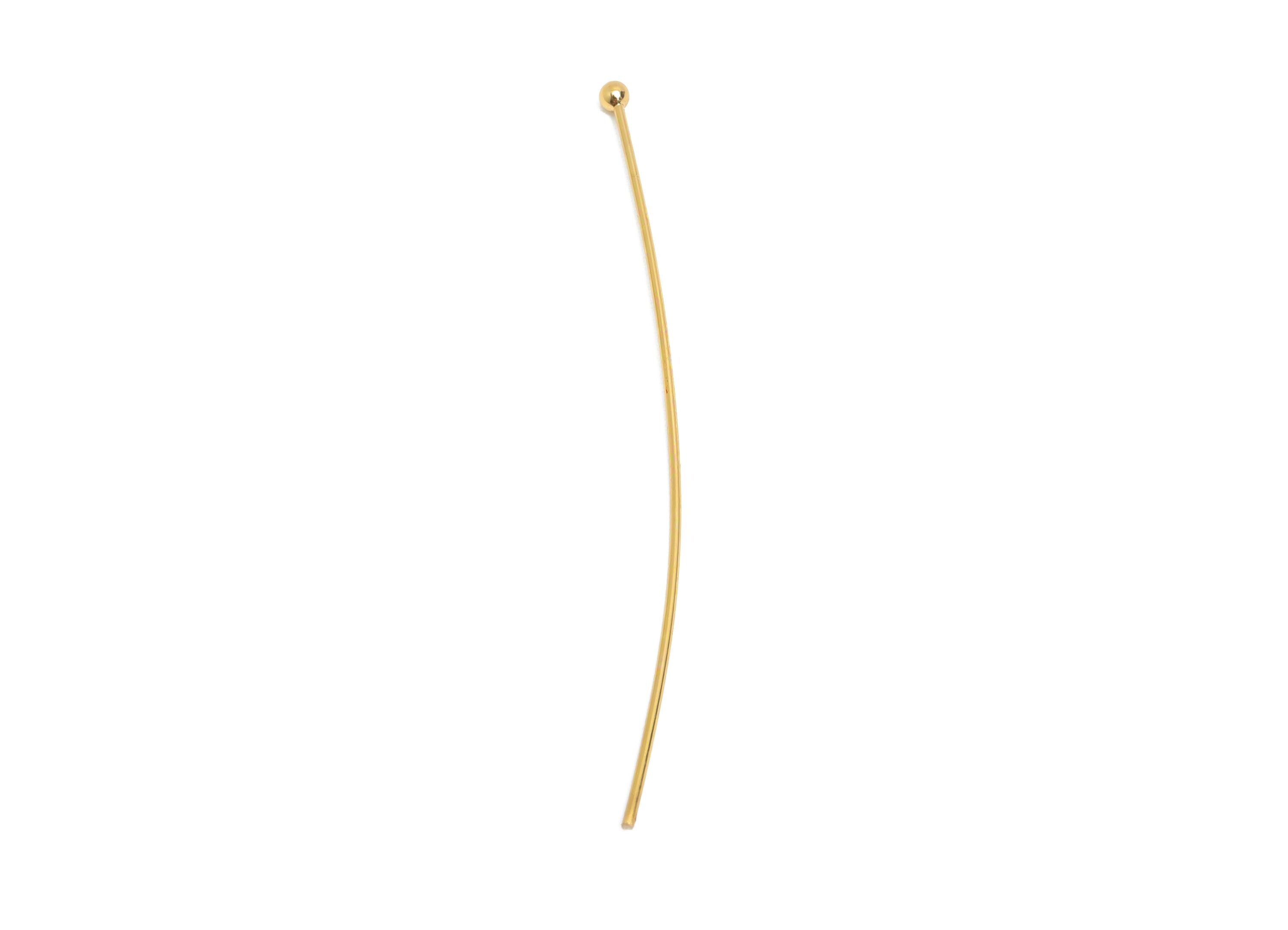 0.7*55*2mm Gold Ball Headpin - Brass Bead Stopper Pin - Metal Headpin - DIY Jewelry Making - Bead Supplies for Handmade Creation - RGP10349 - DOMEDBAZAAR