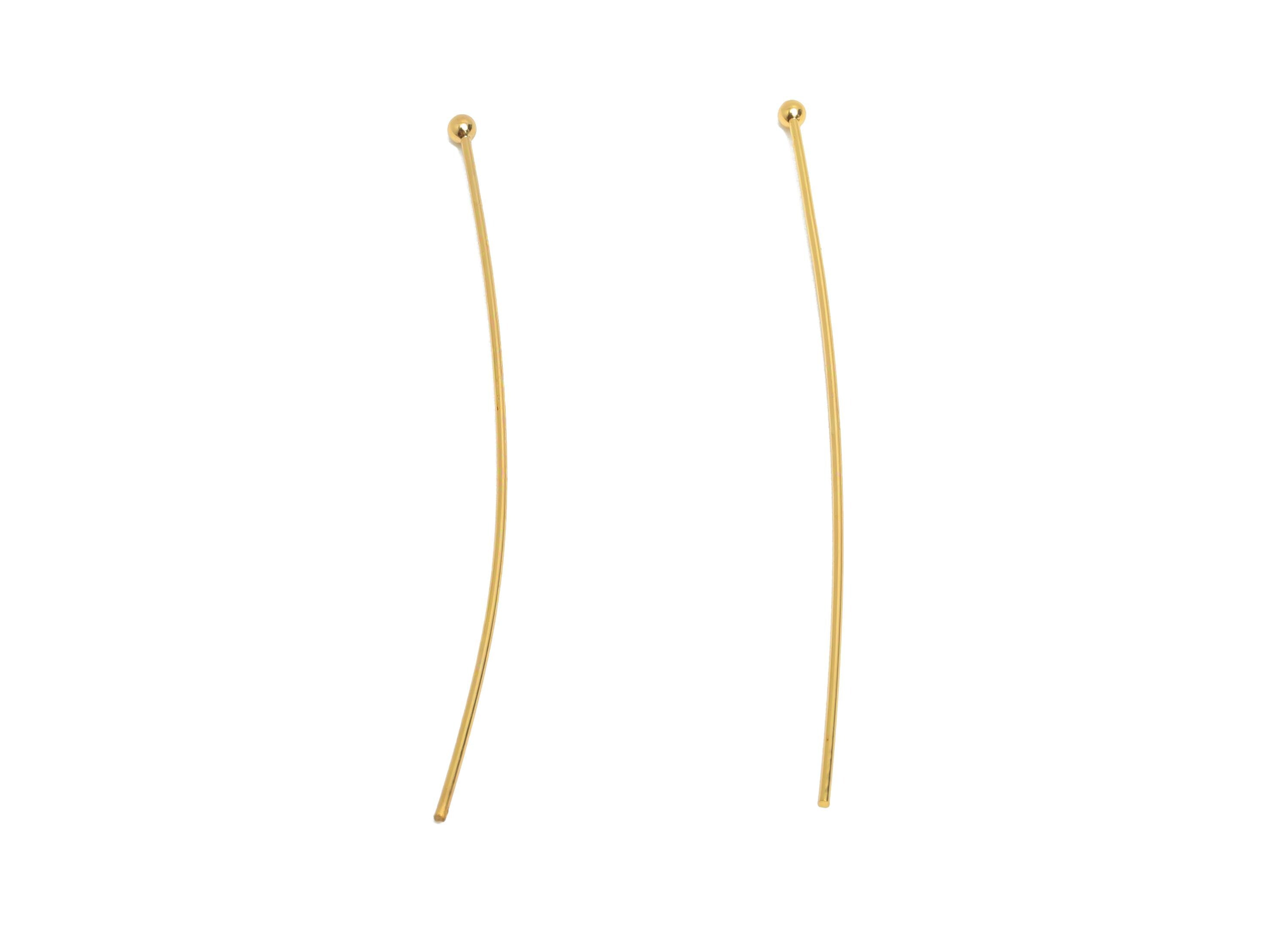 0.7*55*2mm Gold Ball Headpin - Brass Bead Stopper Pin - Metal Headpin - DIY Jewelry Making - Bead Supplies for Handmade Creation - RGP10349 - DOMEDBAZAAR