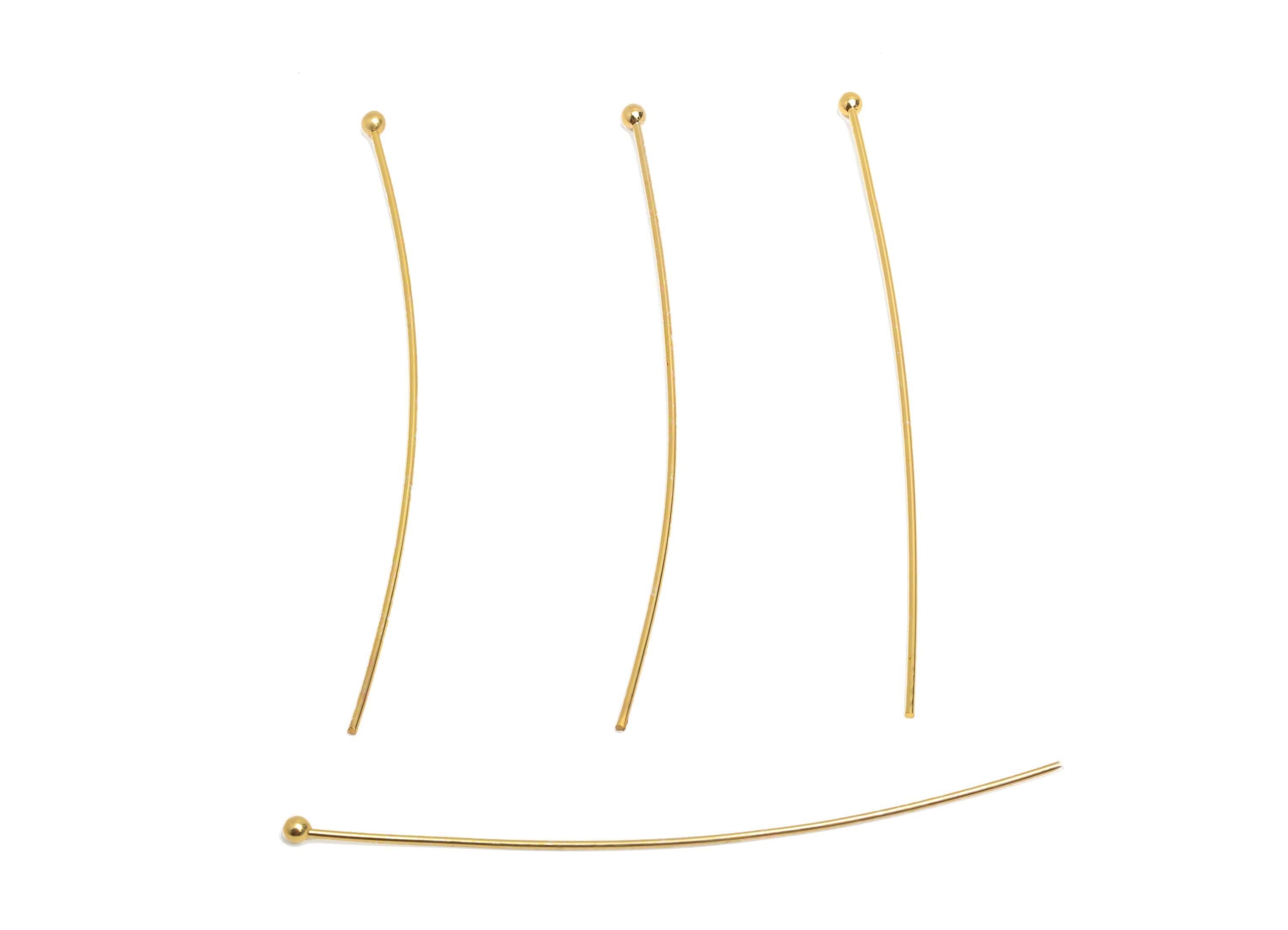 0.7*55*2mm Gold Ball Headpin - Brass Bead Stopper Pin - Metal Headpin - DIY Jewelry Making - Bead Supplies for Handmade Creation - RGP10349 - DOMEDBAZAAR