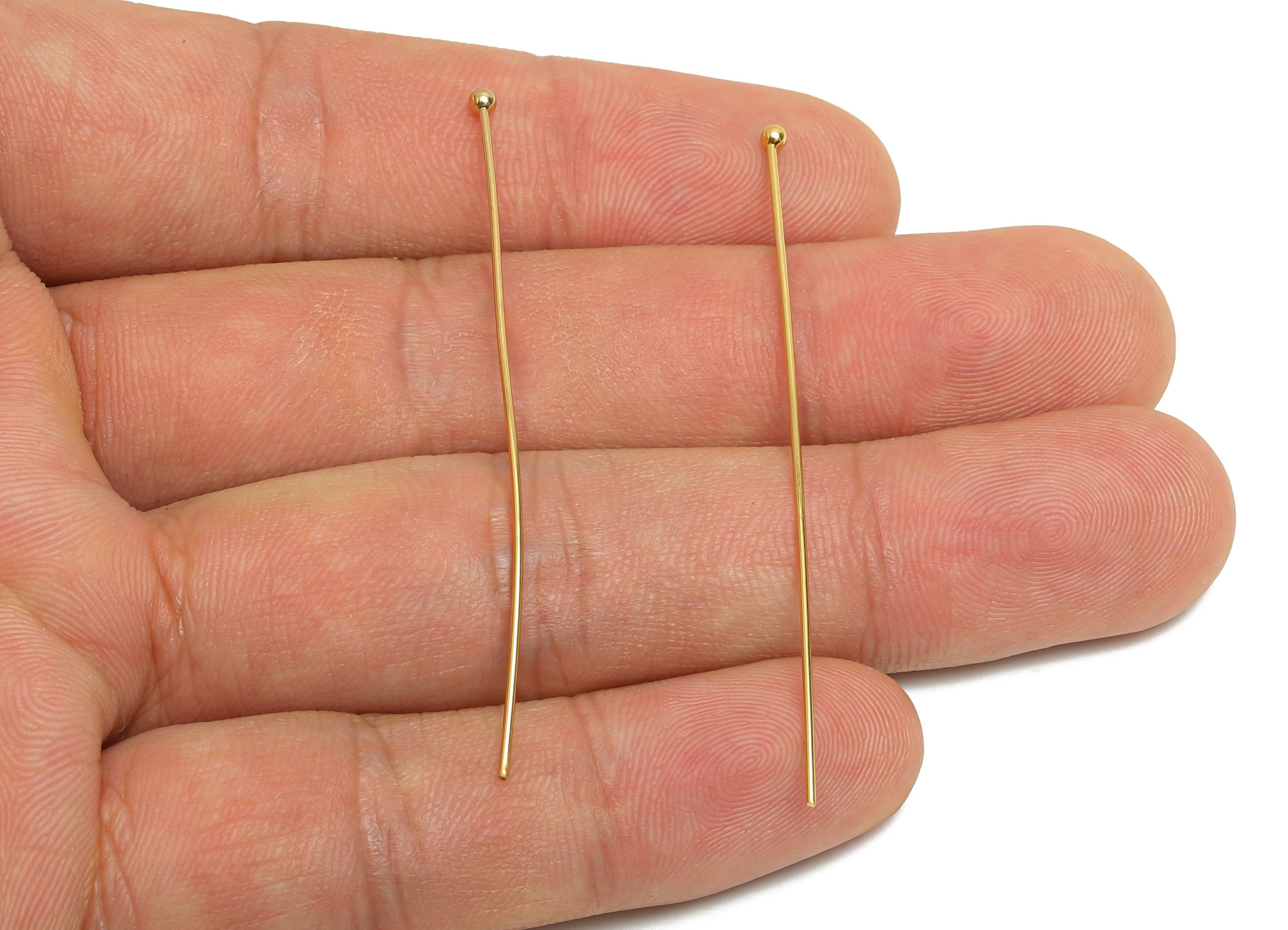 0.7*55*2mm Gold Ball Headpin - Brass Bead Stopper Pin - Metal Headpin - DIY Jewelry Making - Bead Supplies for Handmade Creation - RGP10349 - DOMEDBAZAAR