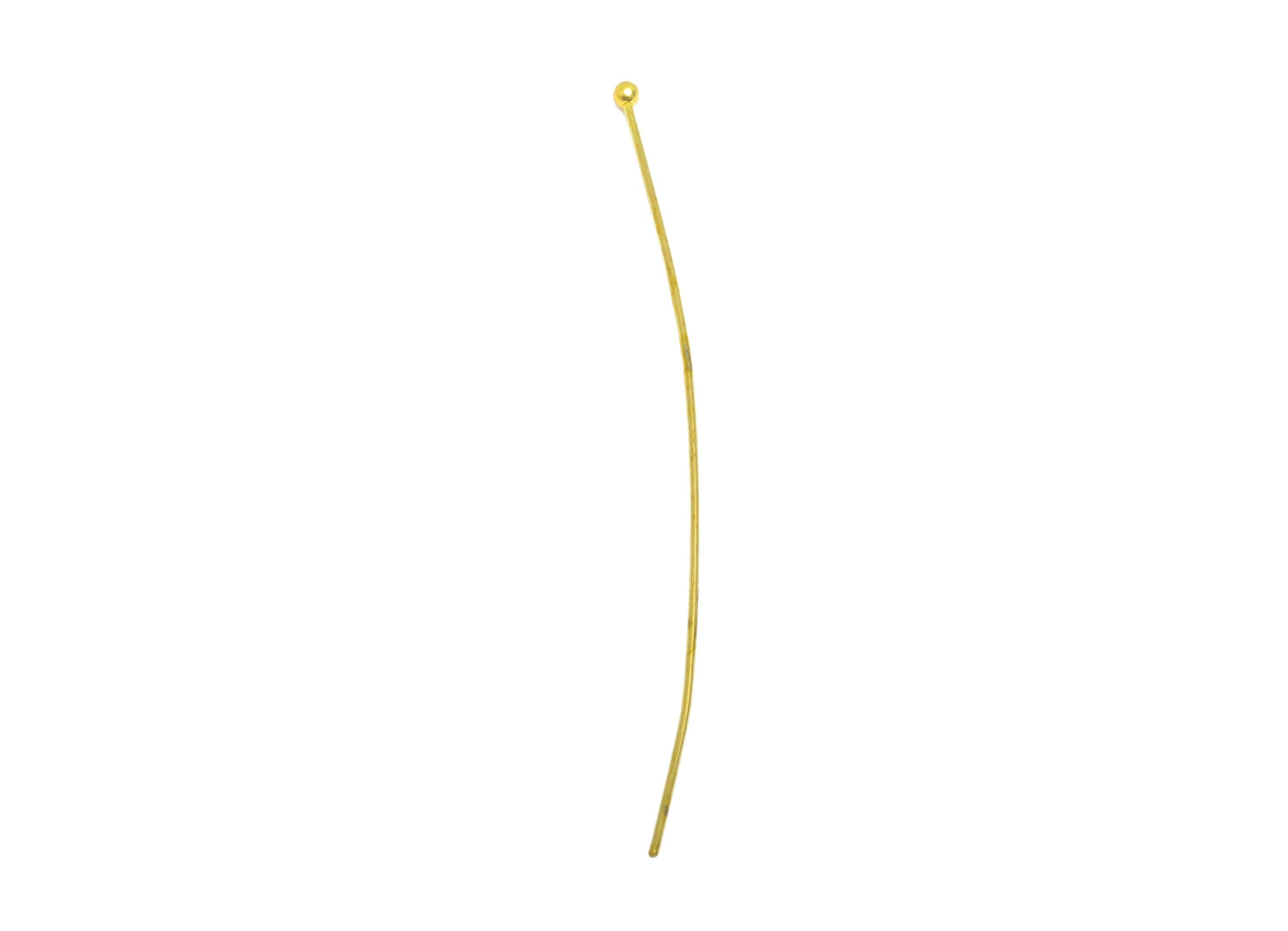 0.7*60*2mm Ball Headpin - Raw Brass Bead Stopper Pin - Metal Headpin - DIY Jewelry Making - Bead Supplies for Handmade Creation - PP11011 - DOMEDBAZAAR