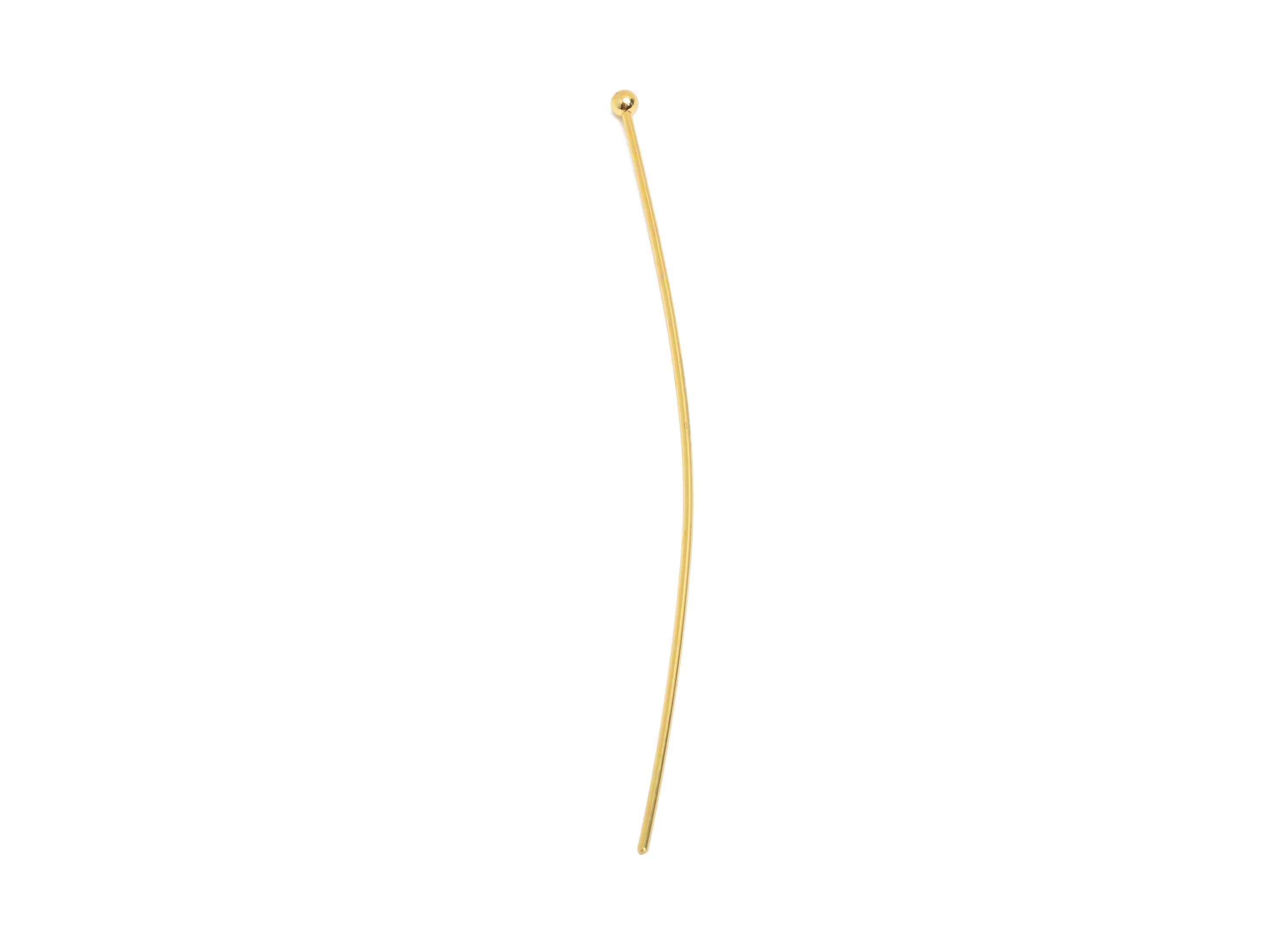 0.7*60*2mm Gold Ball Headpin - Brass Bead Stopper Pin - Metal Headpin - DIY Jewelry Making - Bead Supplies for Handmade Creation - RGP10350 - DOMEDBAZAAR