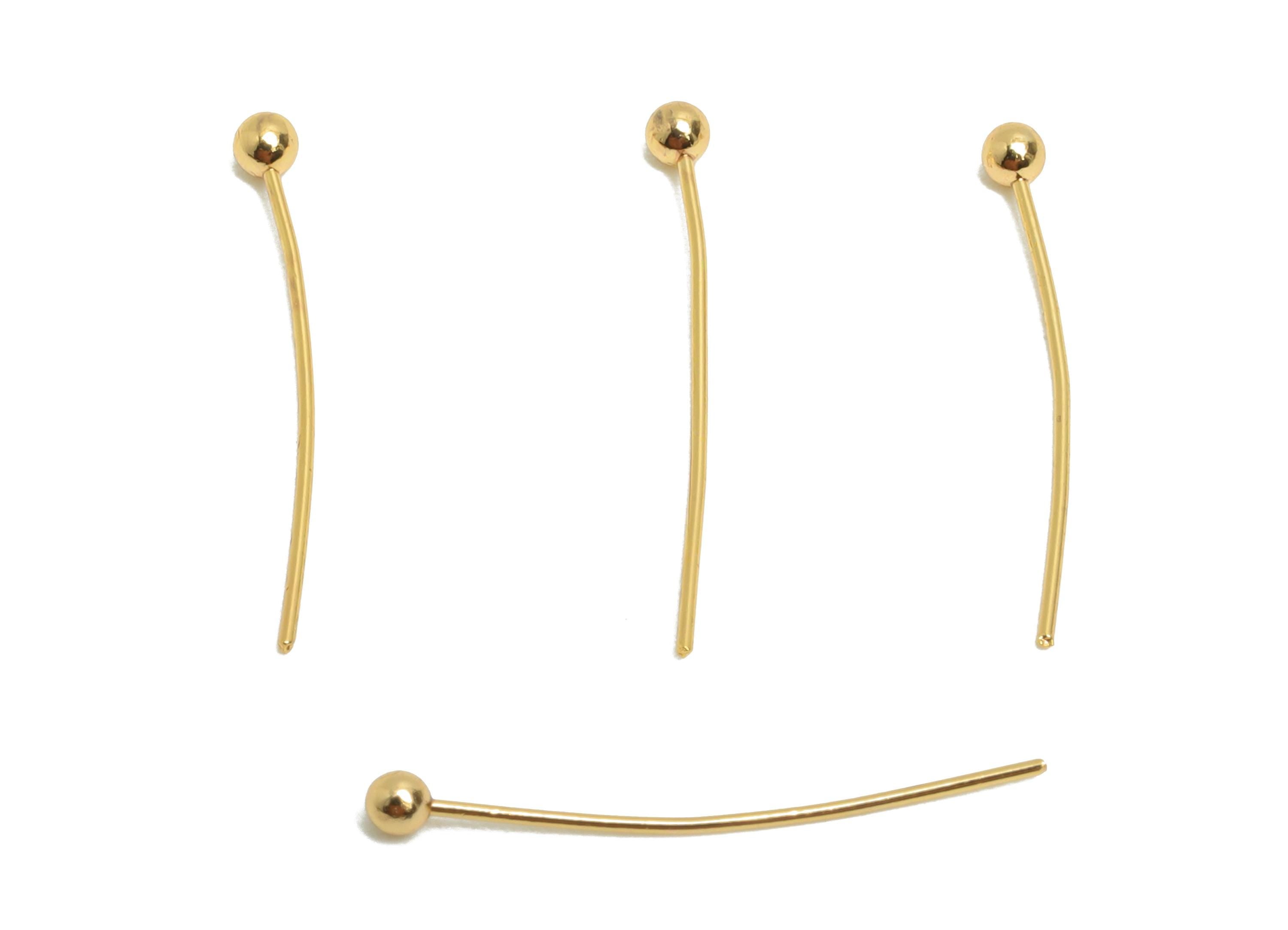 0.5*18*2mm Gold Ball Headpin - Brass Bead Stopper Pin - Metal Headpin - Jewelry Components - Bead Supplies for Handmade Creation - RGP10351 - DOMEDBAZAAR