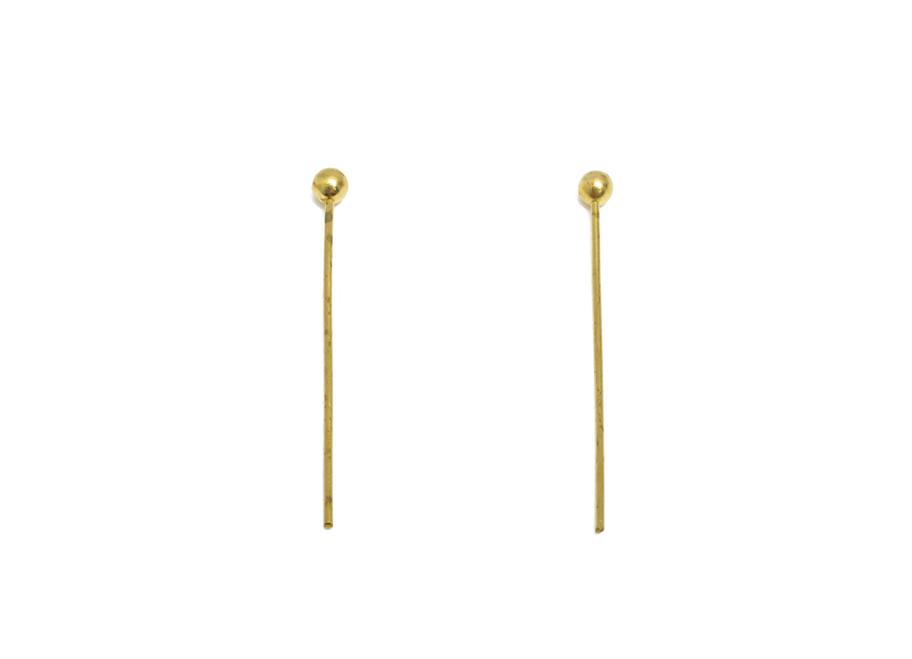 0.5*22*2mm Ball Headpin - Raw Brass Bead Stopper Pin - Metal Headpin - Wire Pin For Jewelry - Bead Supplies for Handmade Creation - PP11013 - DOMEDBAZAAR