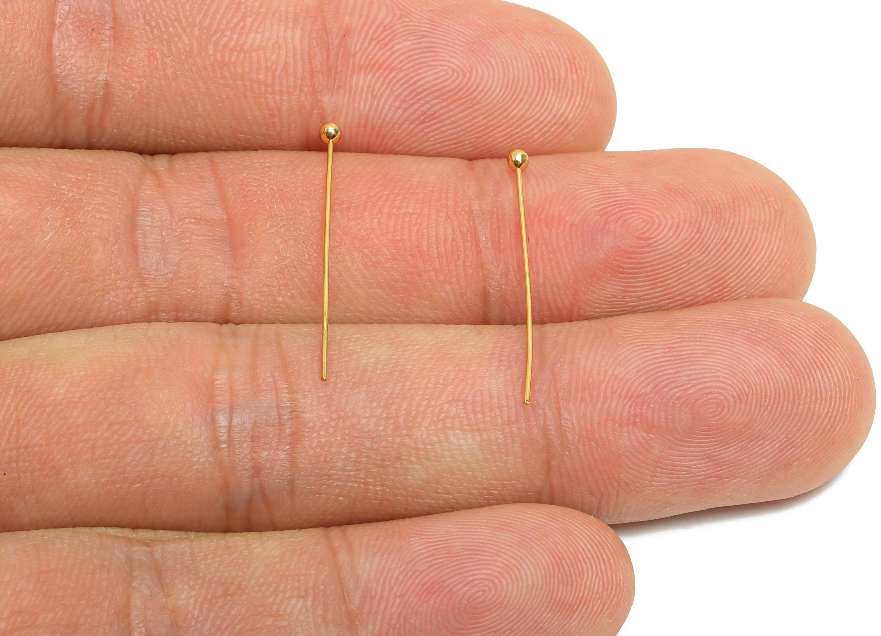 0.5*26*2mm Gold Ball Headpin - Brass Bead Stopper Pin - Metal Headpin - Wire Pin For Jewelry - Bead Supplies for Handmade Creation -RGP10355 - DOMEDBAZAAR