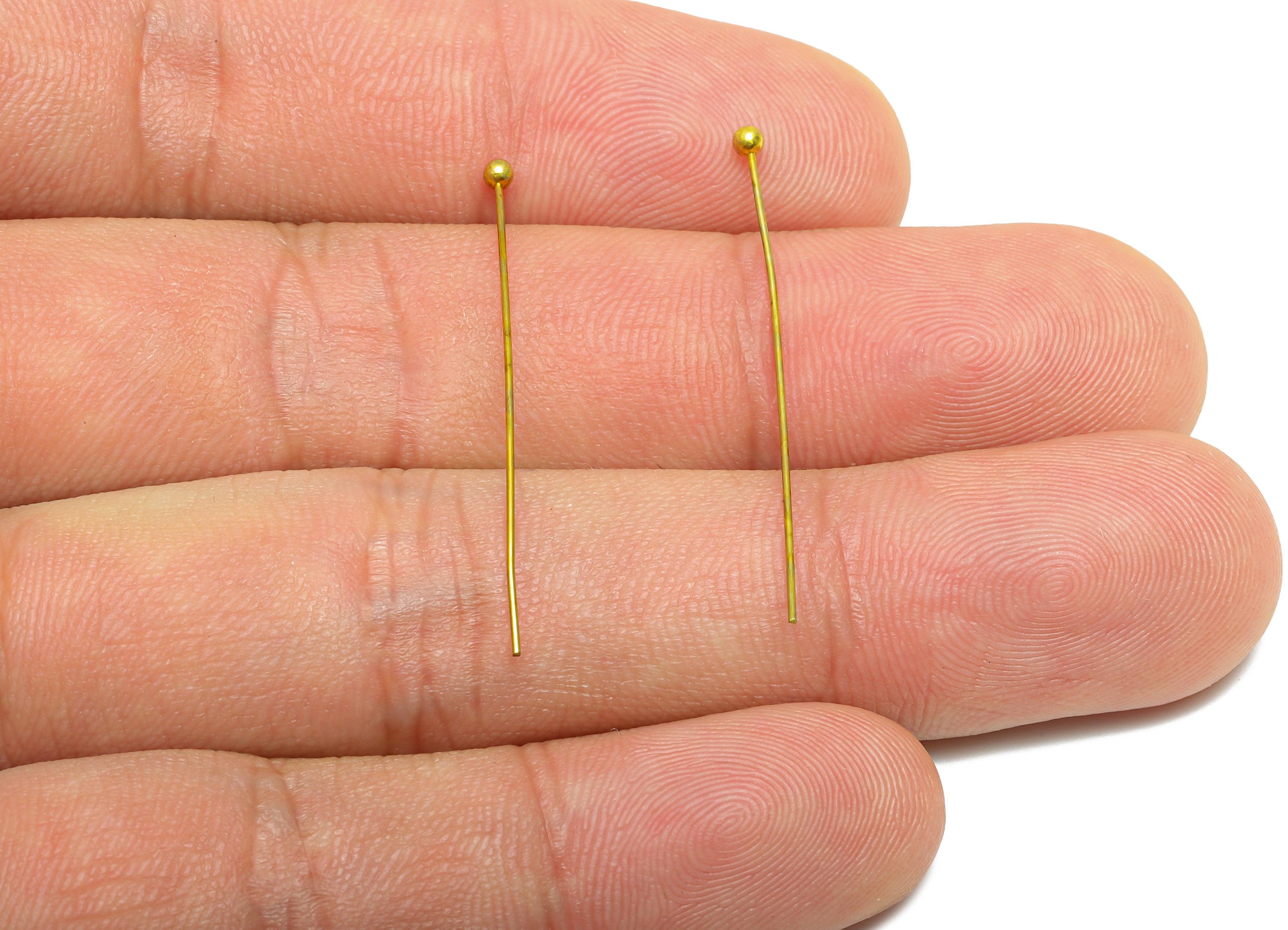 0.5*35*2mm Ball Headpin - Raw Brass Bead Stopper Pin - Metal Headpin - Wire Pin For Jewelry - Bead Supplies for Handmade Creation - PP11016 - DOMEDBAZAAR