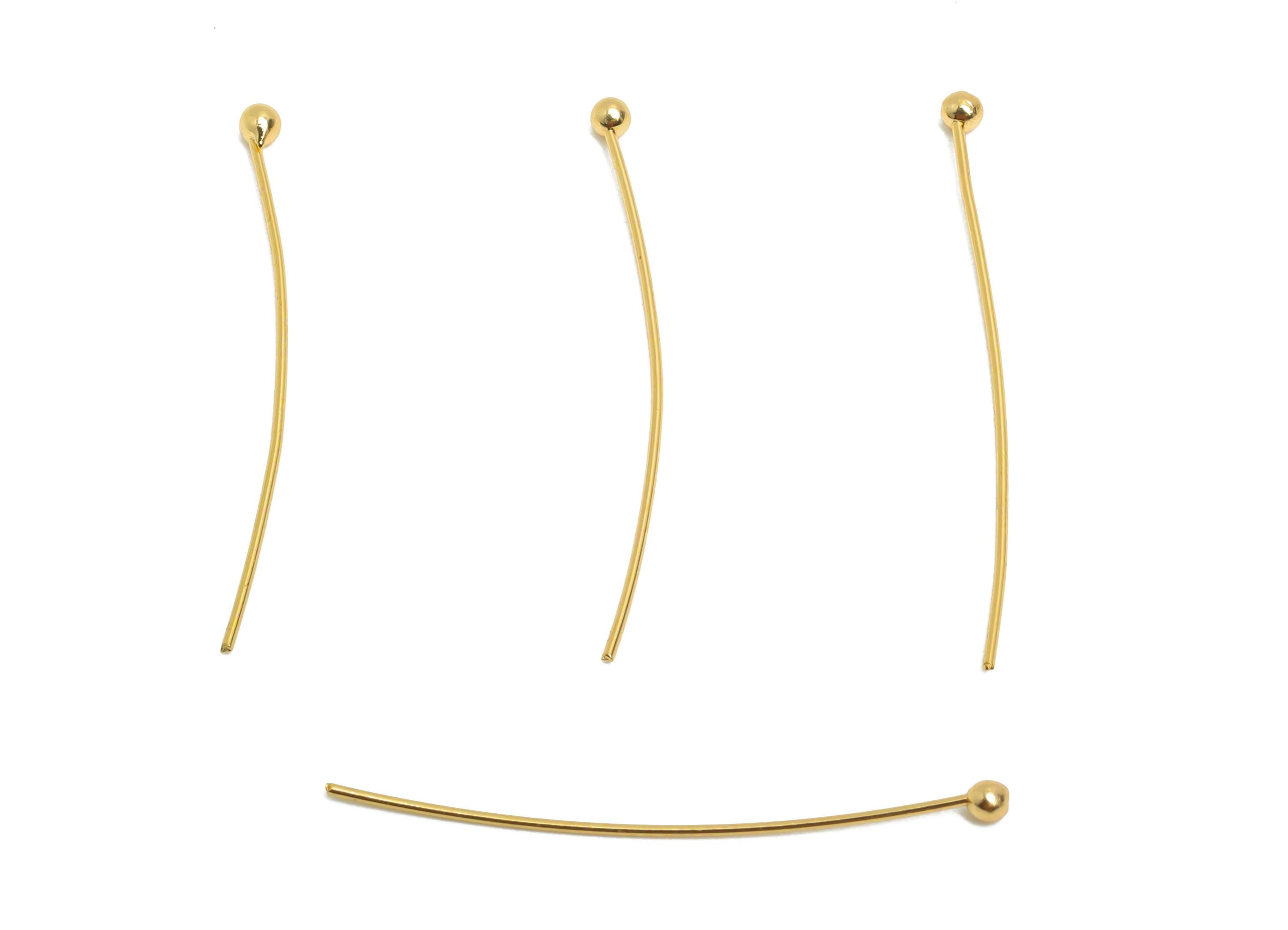 0.5*28*2mm Gold Ball Headpin - Brass Bead Stopper Pin - Metal Headpin - Wire Pin For Jewelry - Bead Supplies for Handmade Creation -RGP10356 - DOMEDBAZAAR