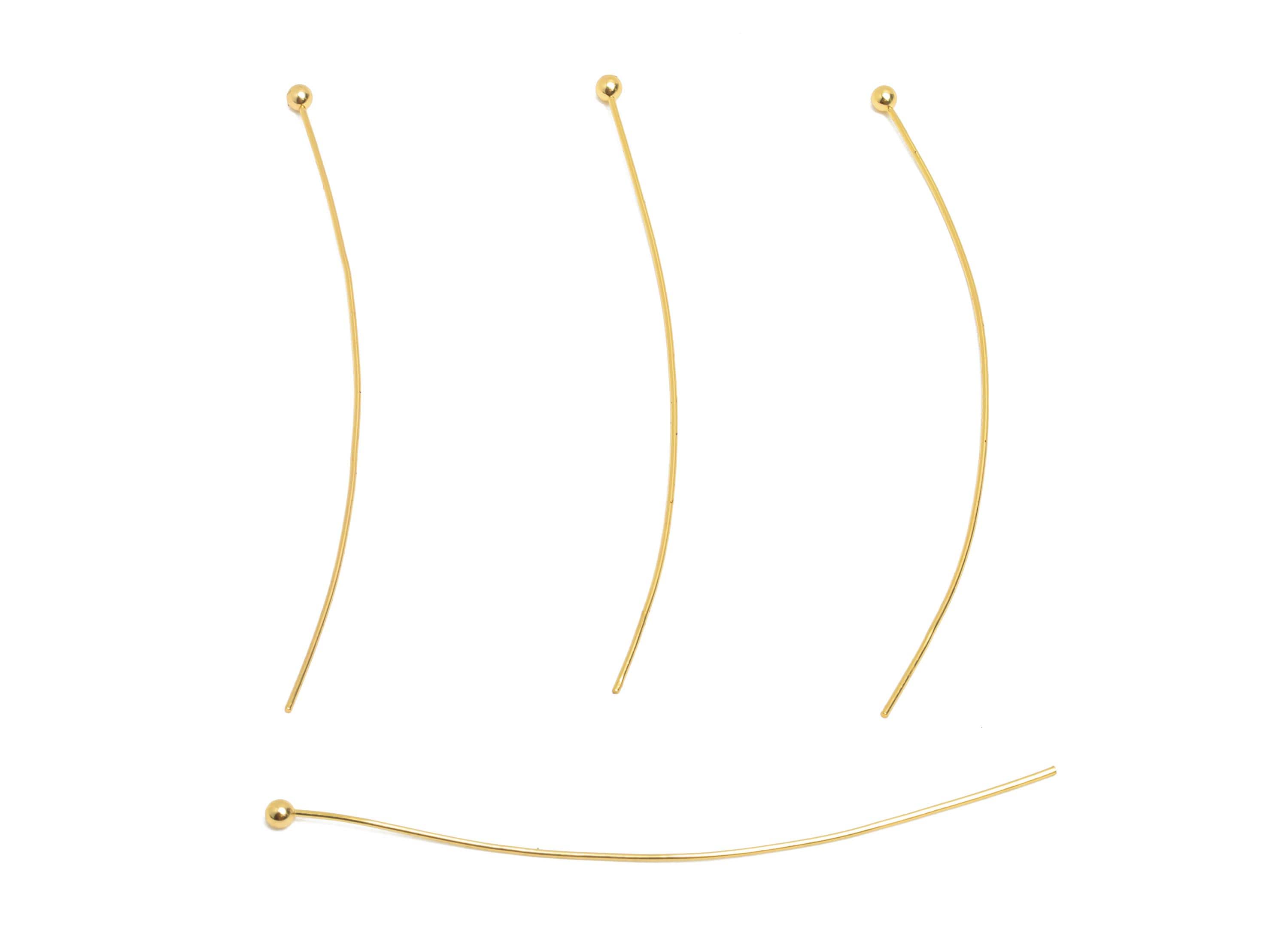 0.5*50*2mm Gold Ball Headpin - Brass Bead Stopper Pin - Metal Headpin - Wire Pin For Jewelry - Bead Supplies for Handmade Creation -RGP10359 - DOMEDBAZAAR