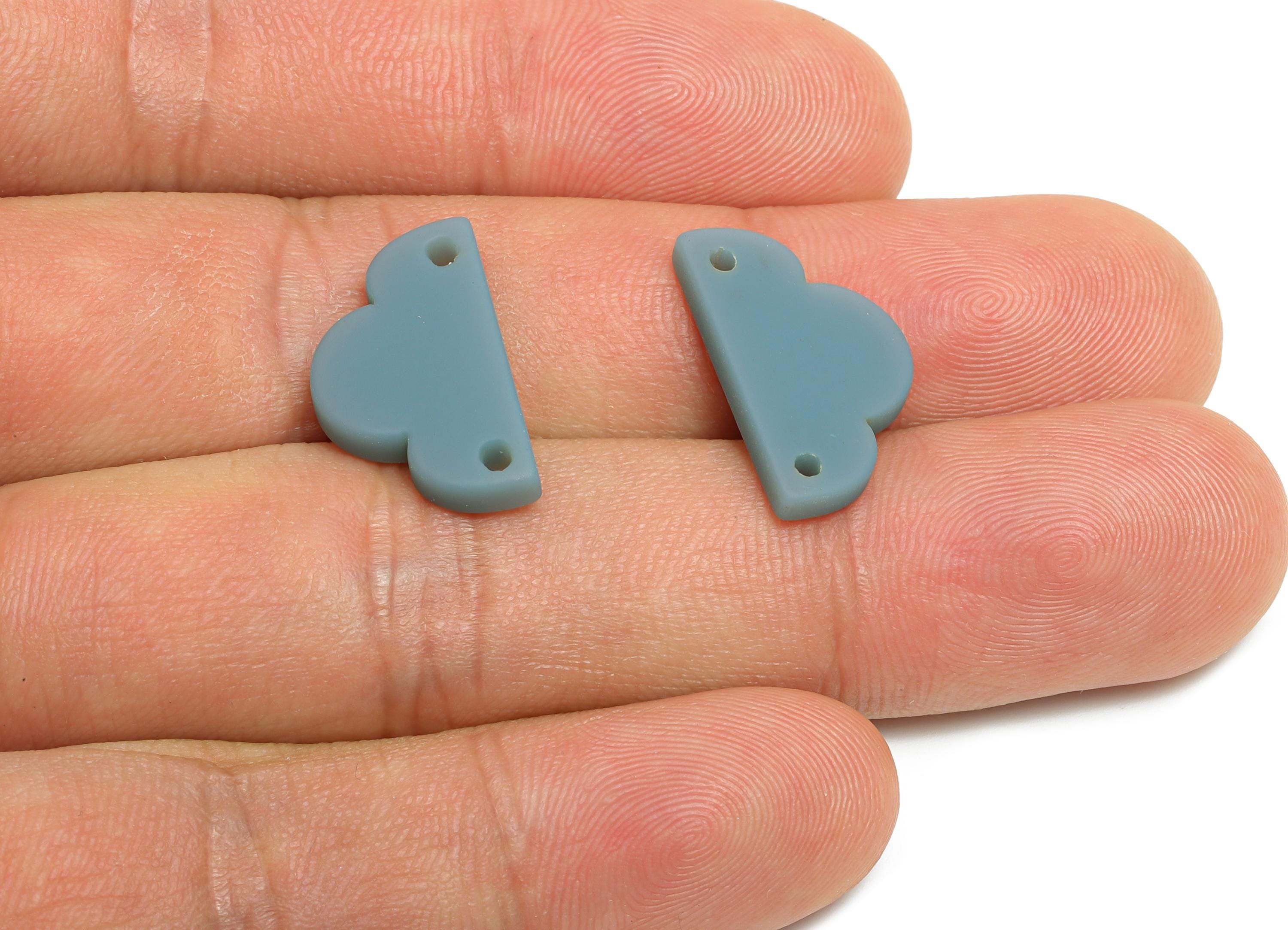 Acrylic Clouds Charm - Two-Hole Connector - Earring Findings - Minimalist Jewelry Piece - Color Code: A649 - 19x11x2.76mm - AC2640-A649 - DOMEDBAZAAR