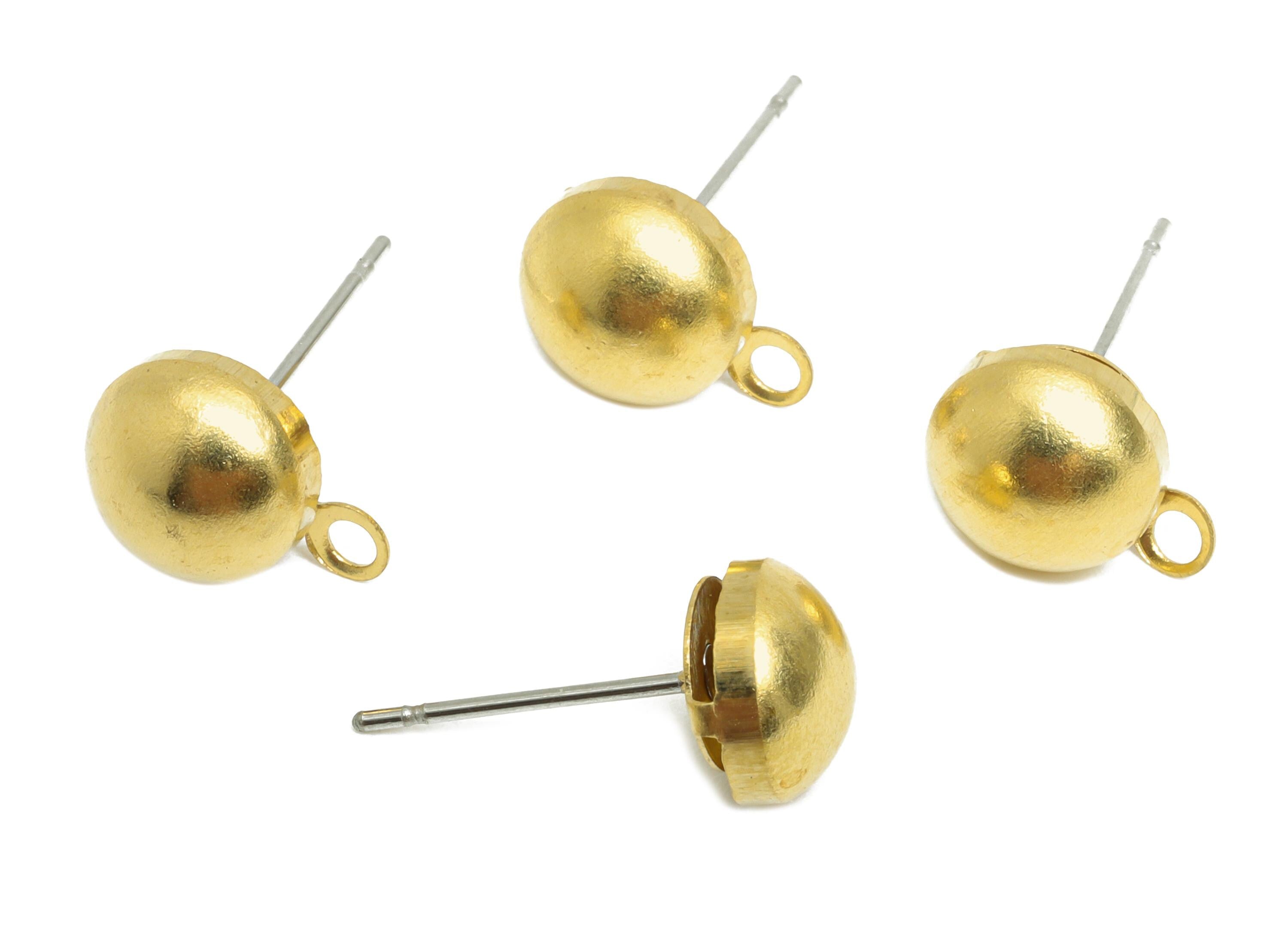 Half-Dome Earring Post - Raw Brass Customizable Jewelry Post - Minimalist Charm-Ready Earring Base - Dangle Attachment - 10x7x4mm- PP11059 - DOMEDBAZAAR