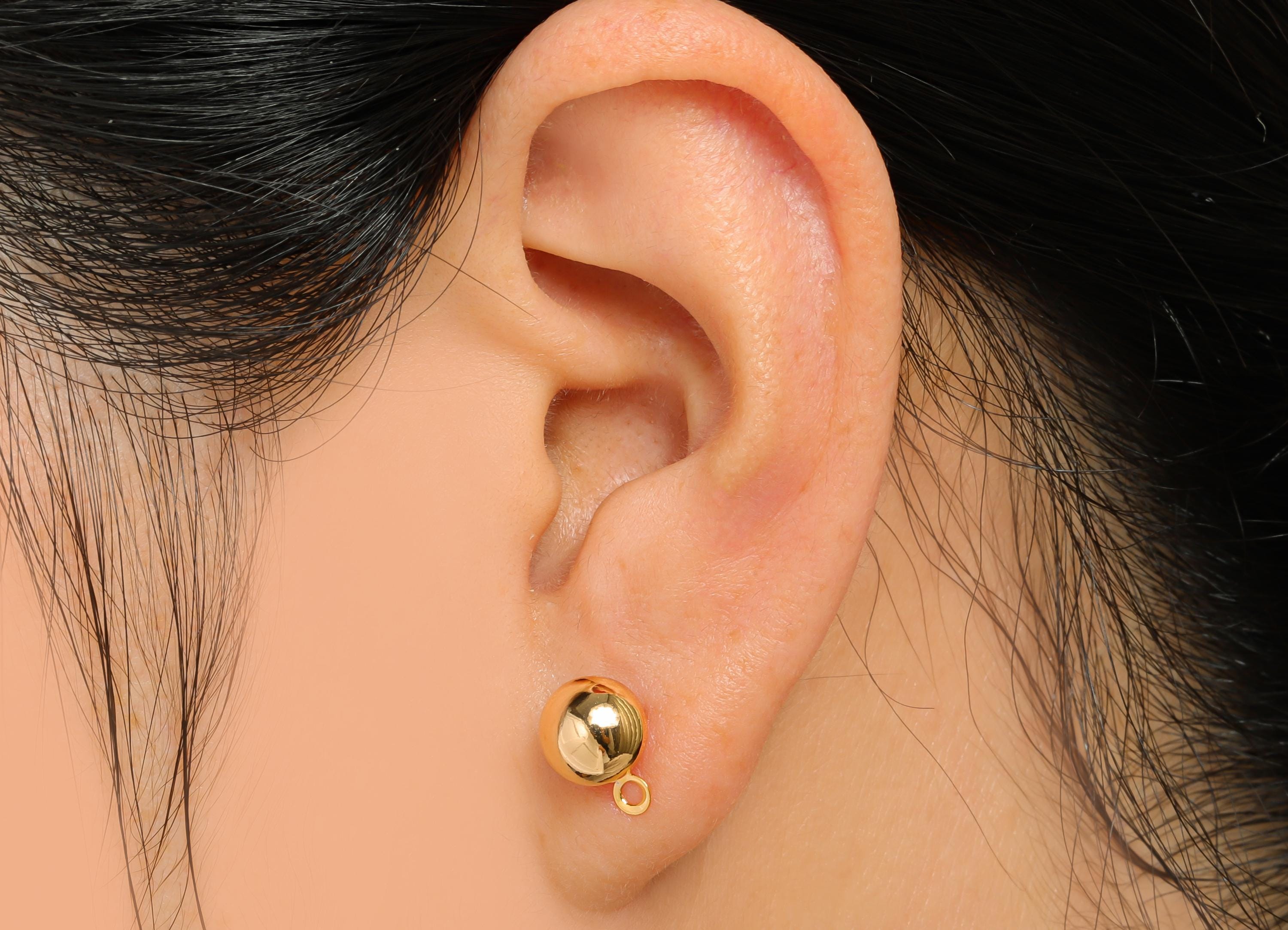 Half-Dome Earring Post - Brass Customizable Jewelry Post - Gold Minimalist Charm-Ready Earring Base - Dangle Attachment - 10x7x4mm- RGP10403 - DOMEDBAZAAR