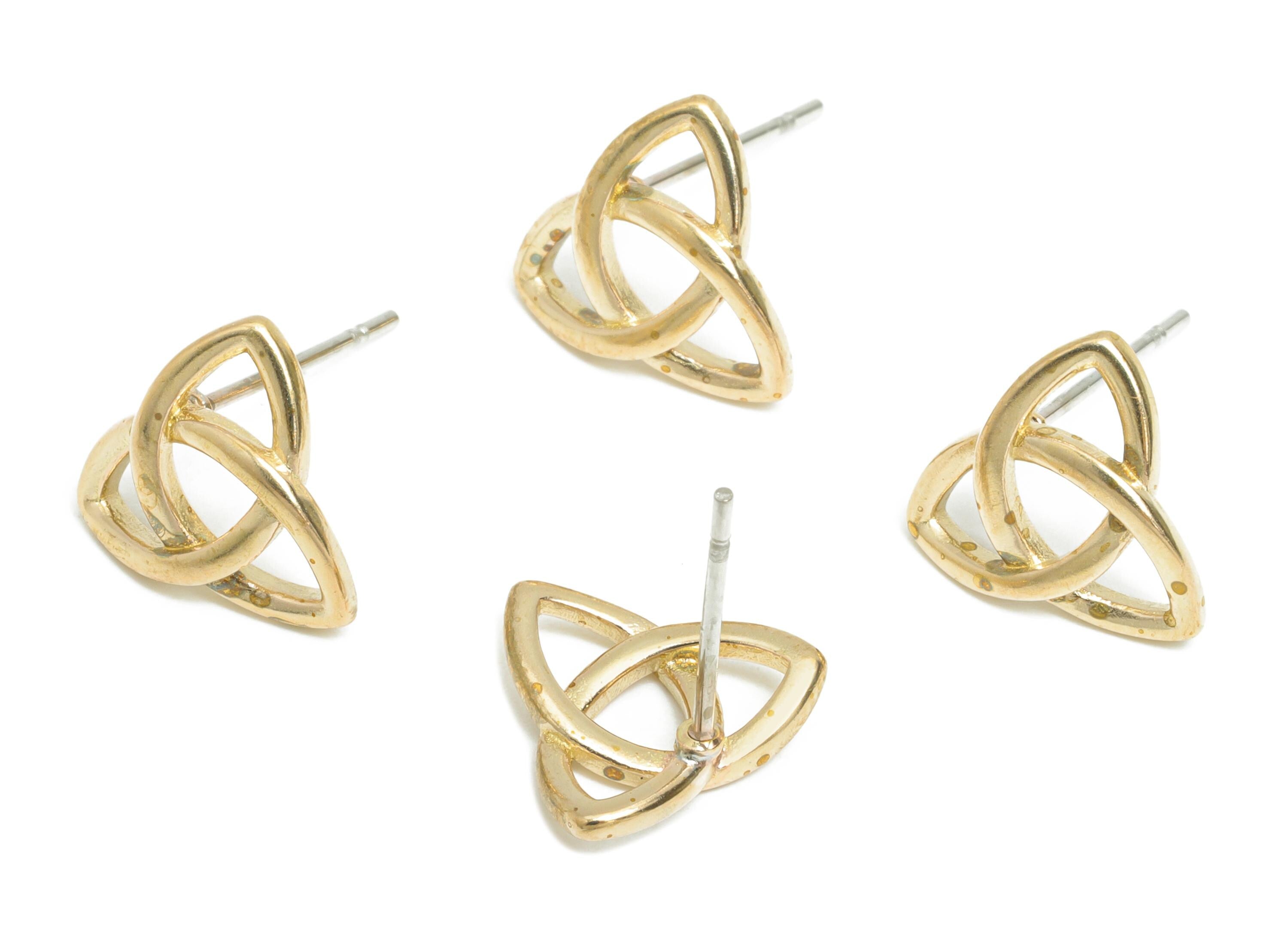 Brass Geometry Earring - Raw Brass Eternal Knot Jewelry - Symbolic Solidarity Earring - Celtic Heritage Jewelry - 10x10x1mm - PP11060 - DOMEDBAZAAR