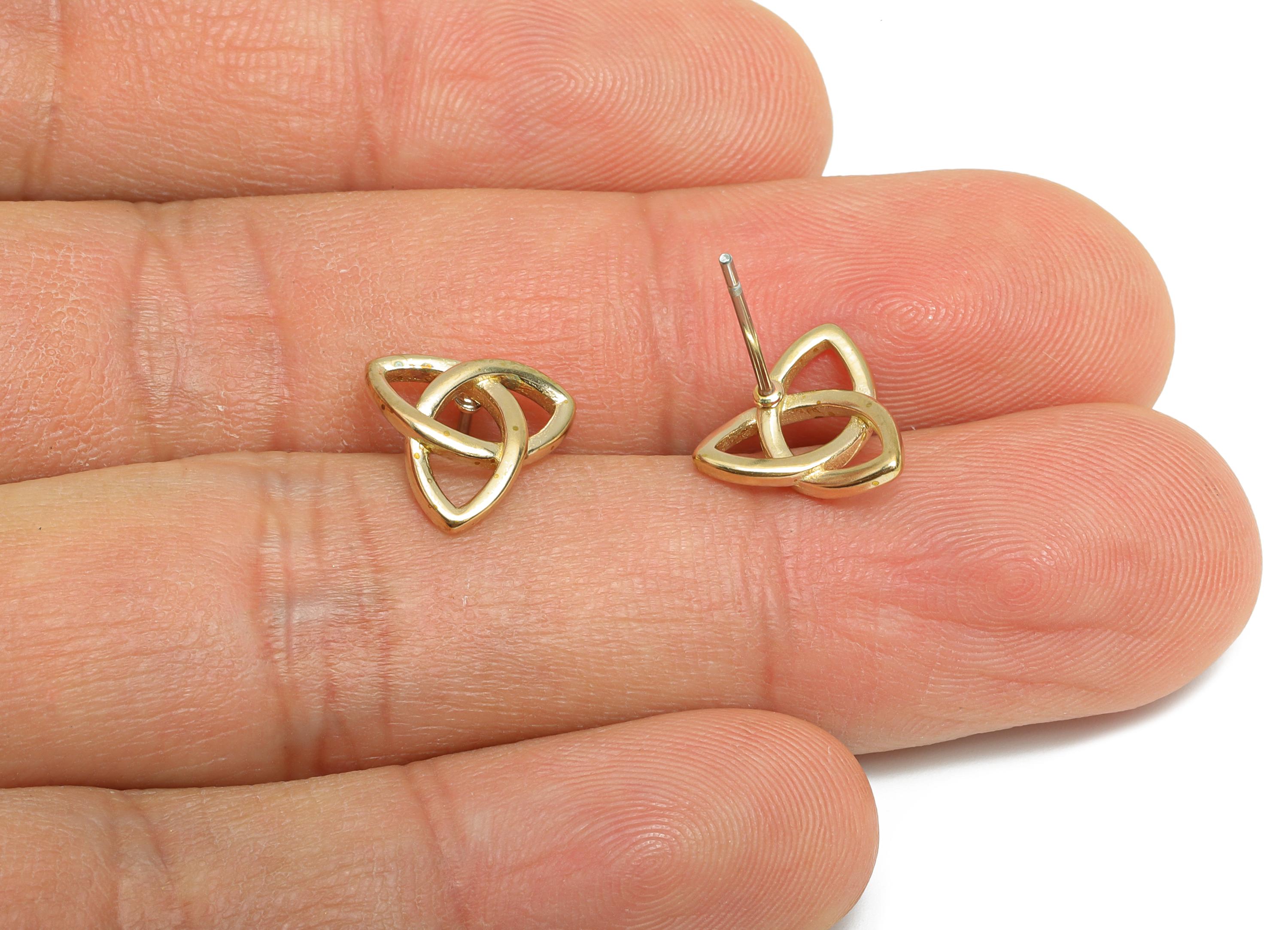 Brass Geometry Earring - Raw Brass Eternal Knot Jewelry - Symbolic Solidarity Earring - Celtic Heritage Jewelry - 10x10x1mm - PP11060 - DOMEDBAZAAR