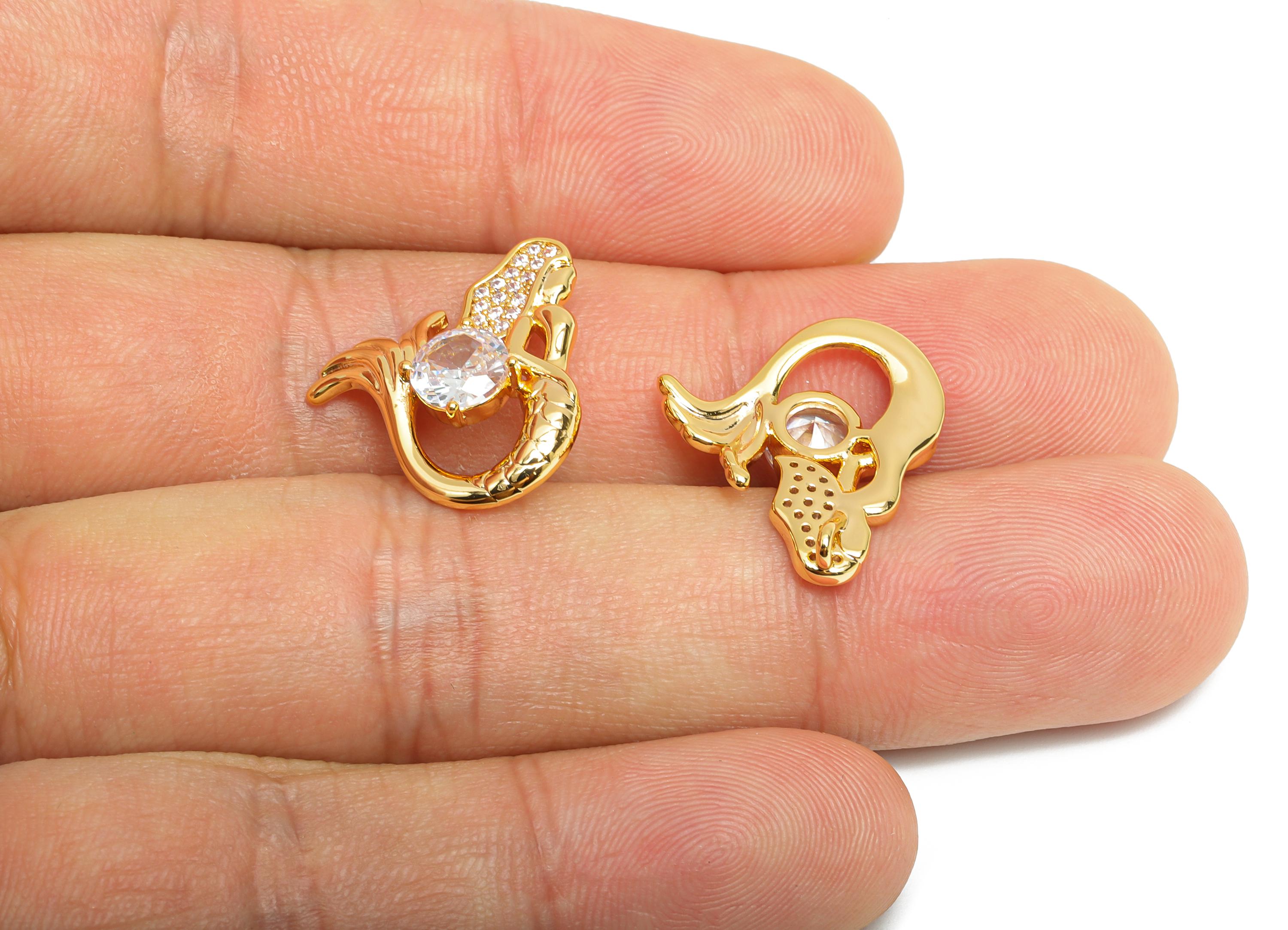 Luxe Mermaid Charm - Brass Dazzling Dazzling Tail Ornament - CZ Sparkling Ocean Elegance Charm - 18k Real Gold Plating - 19x16x4mm -RGP10400 - DOMEDBAZAAR