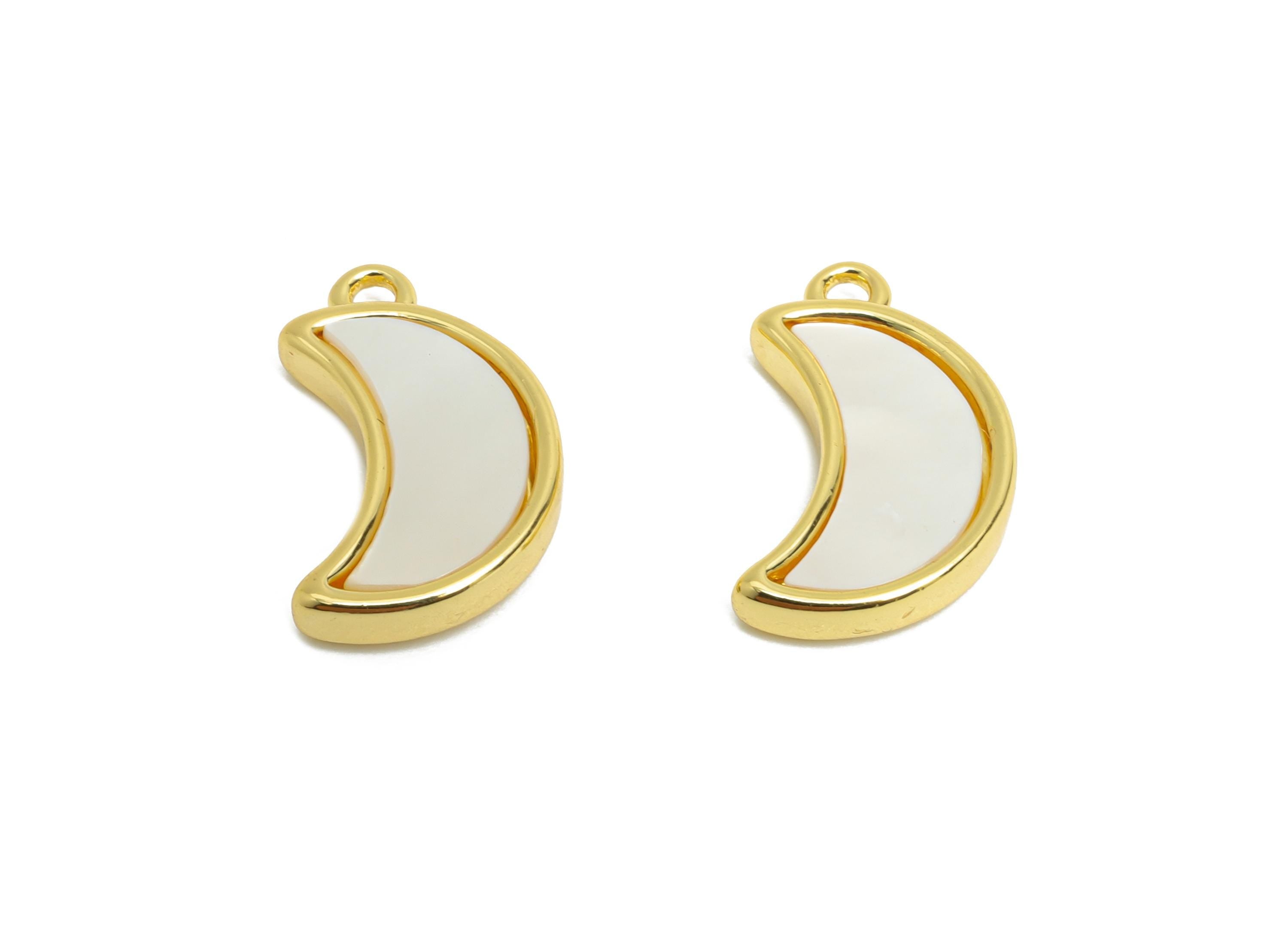 Brass Crescent Earring Charm - Gold Moon Seashell Charm - Danity Moon Pendant for Necklace -18K Real Gold Plated -15.35x9.75x2.86mm -RGP9625 - DOMEDBAZAAR