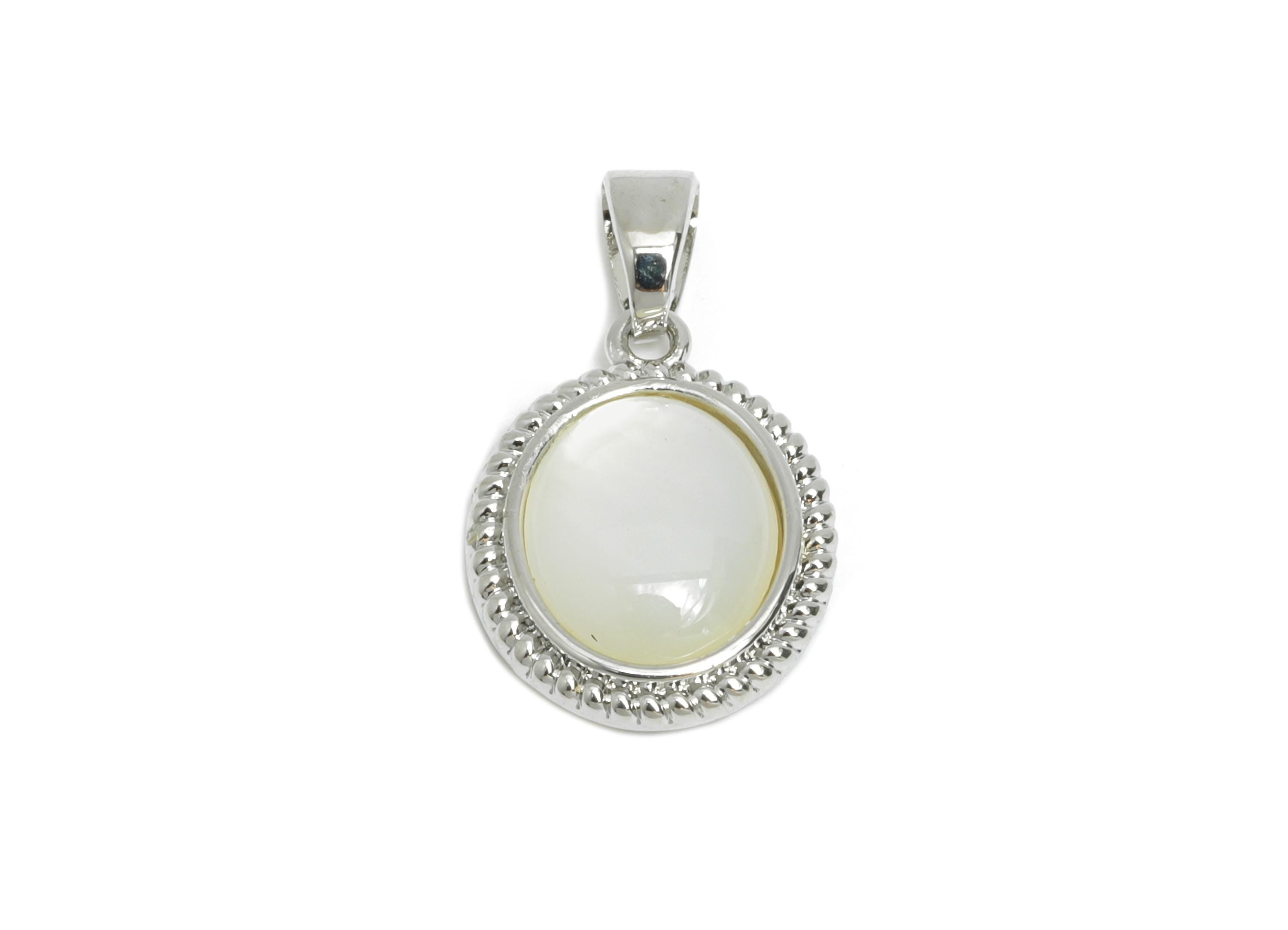 Brass Oval Earring Charm - Silver Oval Seashell Pendant - Textured Elegant Necklace Charm -18K White Gold Plated - 15.2x11.45x3.2mm -RGP9553 - DOMEDBAZAAR