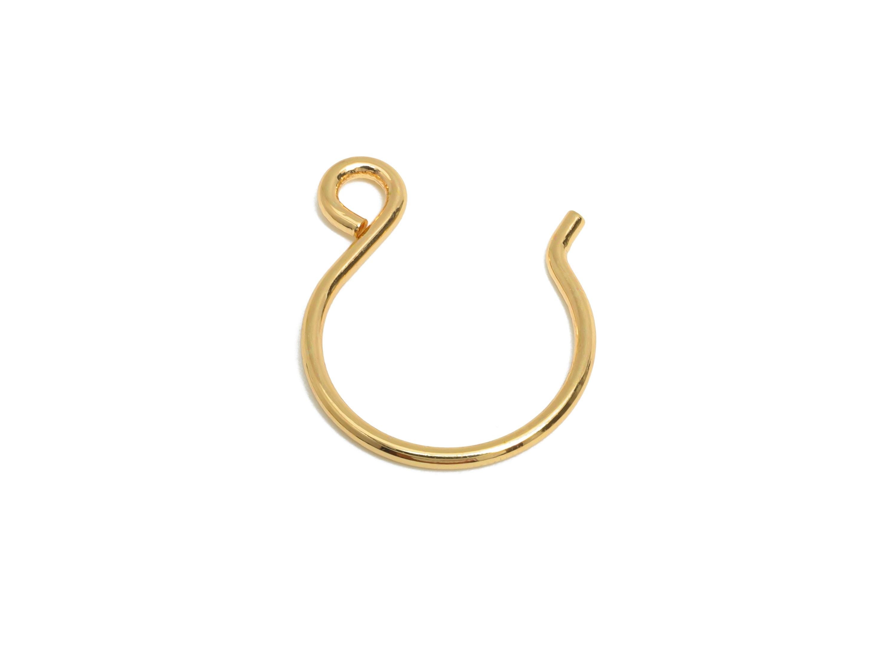 Brass Wire Hook - Metal Earring Wire Hook for Jewelry Making - Gold Hook Ear Wire for Earring - 18K Real Gold Plated - 19x15x1.2mm - RGP9559 - DOMEDBAZAAR