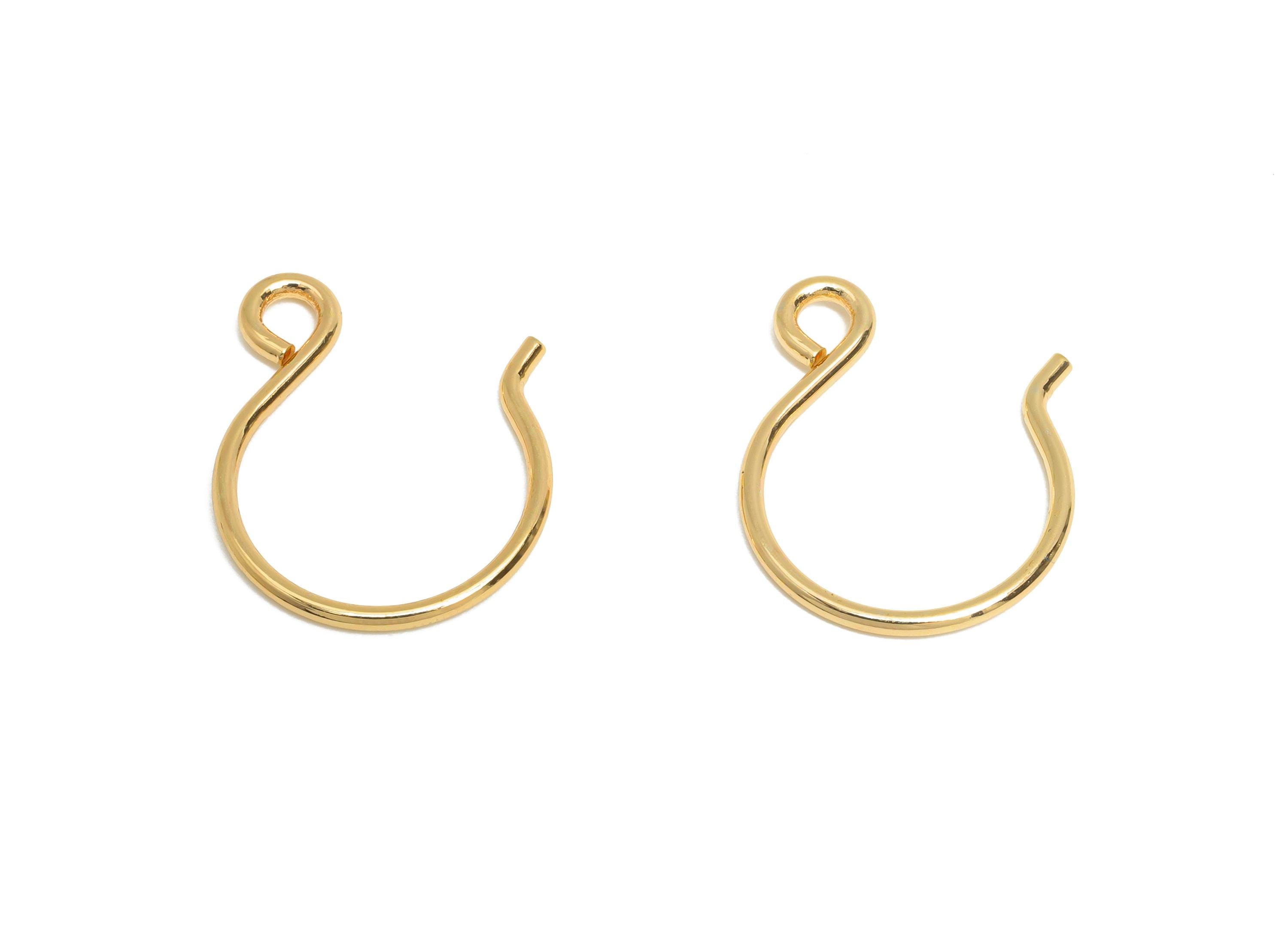 Brass Wire Hook - Metal Earring Wire Hook for Jewelry Making - Gold Hook Ear Wire for Earring - 18K Real Gold Plated - 19x15x1.2mm - RGP9559 - DOMEDBAZAAR
