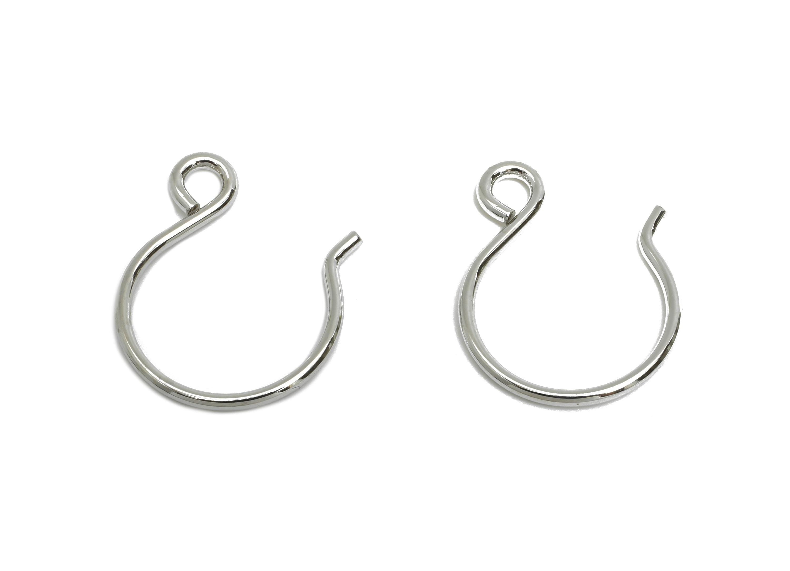 Brass Wire Hook - Metal Earring Wire Hook for Jewelry Making - Silver Hook Ear Wire for Earring -18K White Gold Plated -19x15x1.2mm-RGP9559S - DOMEDBAZAAR