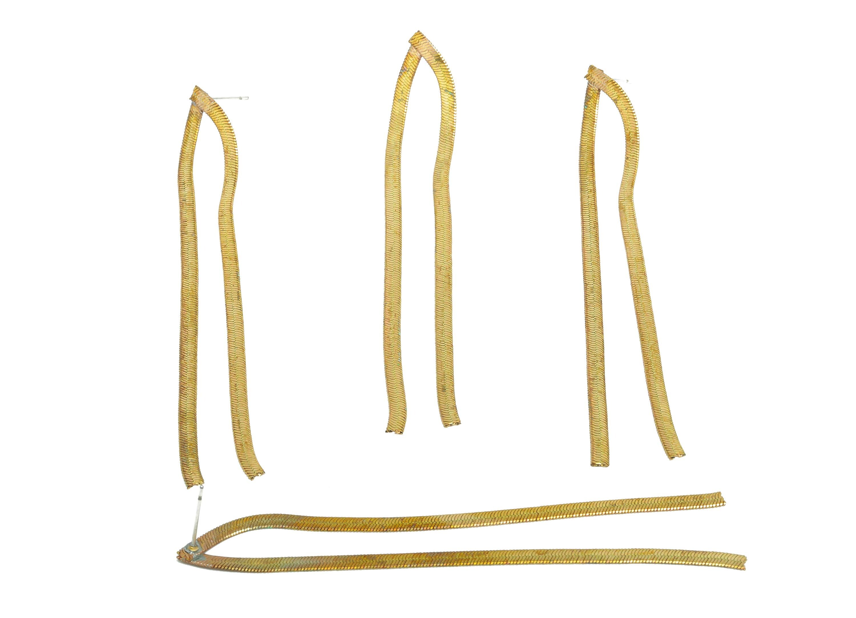 Snake Chain Dangle Earring - Raw Brass Modern Jewelry - Snake Chain Jewelry - Chic Evening Earring - Simple Chain Earring - 89x3x1mm-PP11037 - DOMEDBAZAAR