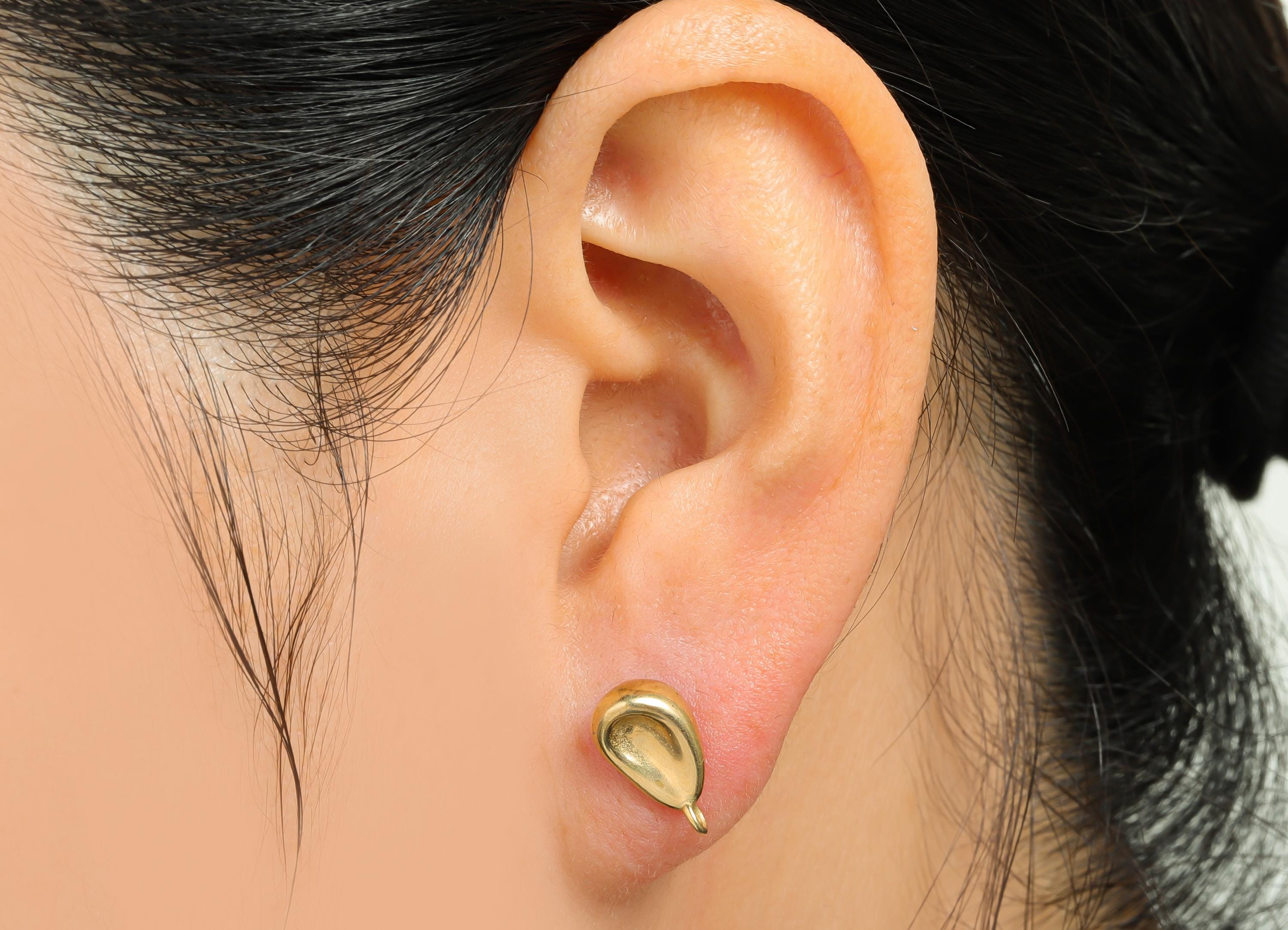 Teardrop Earring Stud - Raw Brass Earring Post With Loop - Geometry Customizable Stud Earrings - DIY Jewelry Component - 12x7x4mm - PP11032 - DOMEDBAZAAR