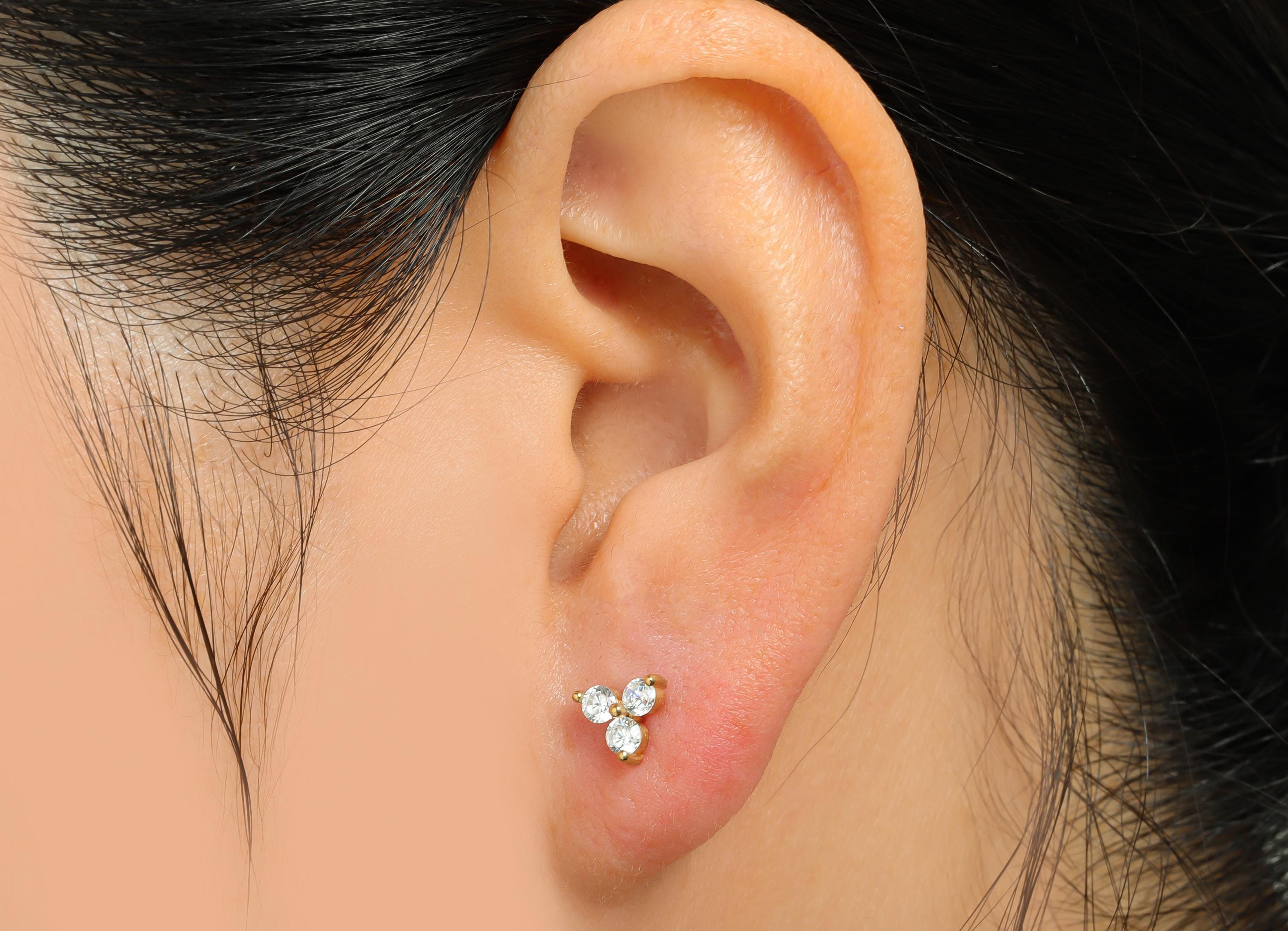 Brass Zircon Earring - Raw Brass Boho Chic Earring - Modern Shimmering Earring Stud - Triangle Tiny Earring - 6x6x3mm - PP11027 - DOMEDBAZAAR