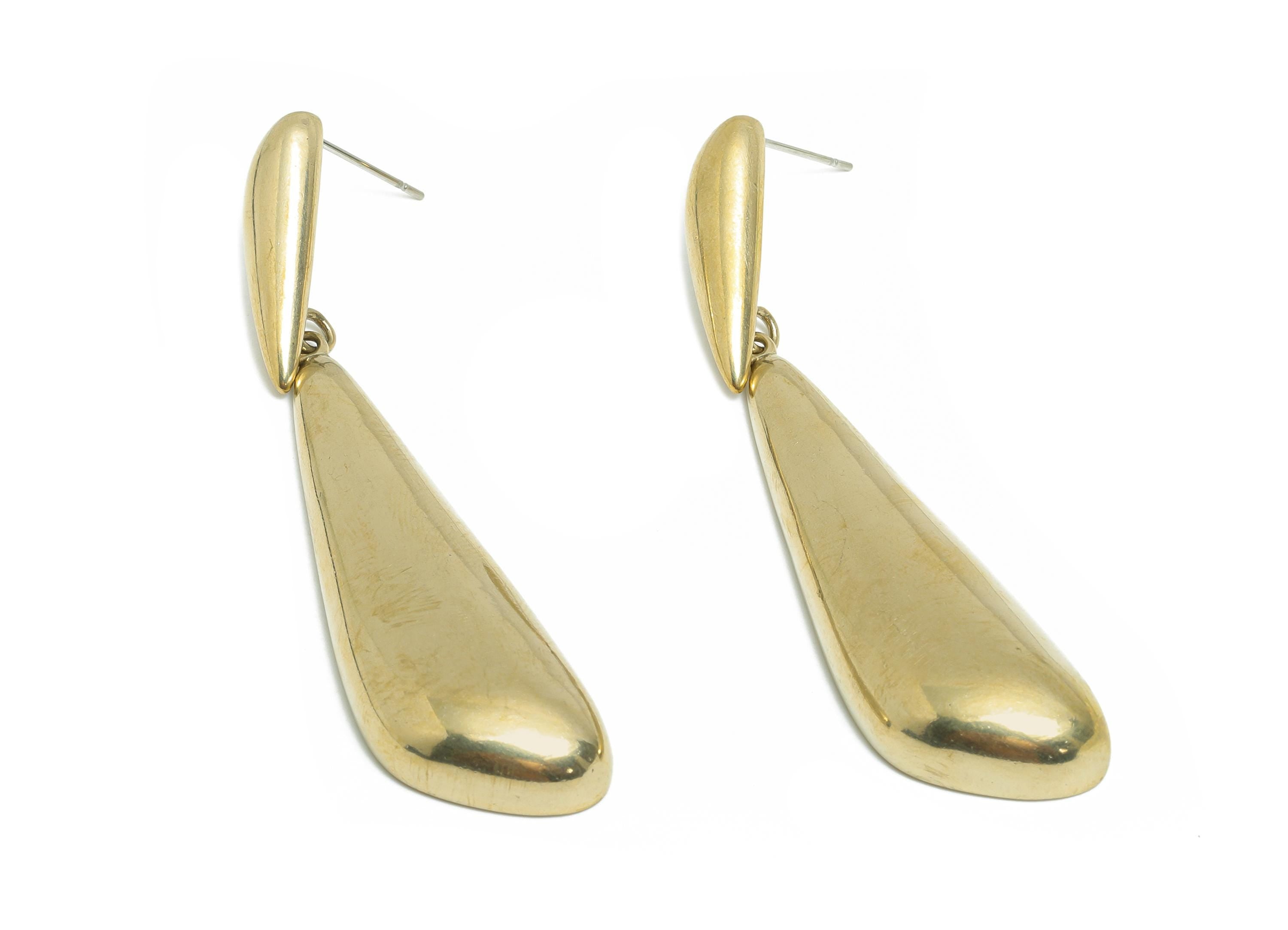 Brass Dangle Earring - Raw Brass Teardrop Earring - Timeless Dangle Brass Chic Drop Earring Stud - Modern Statement - 64x15x6mm - PP11048 - DOMEDBAZAAR