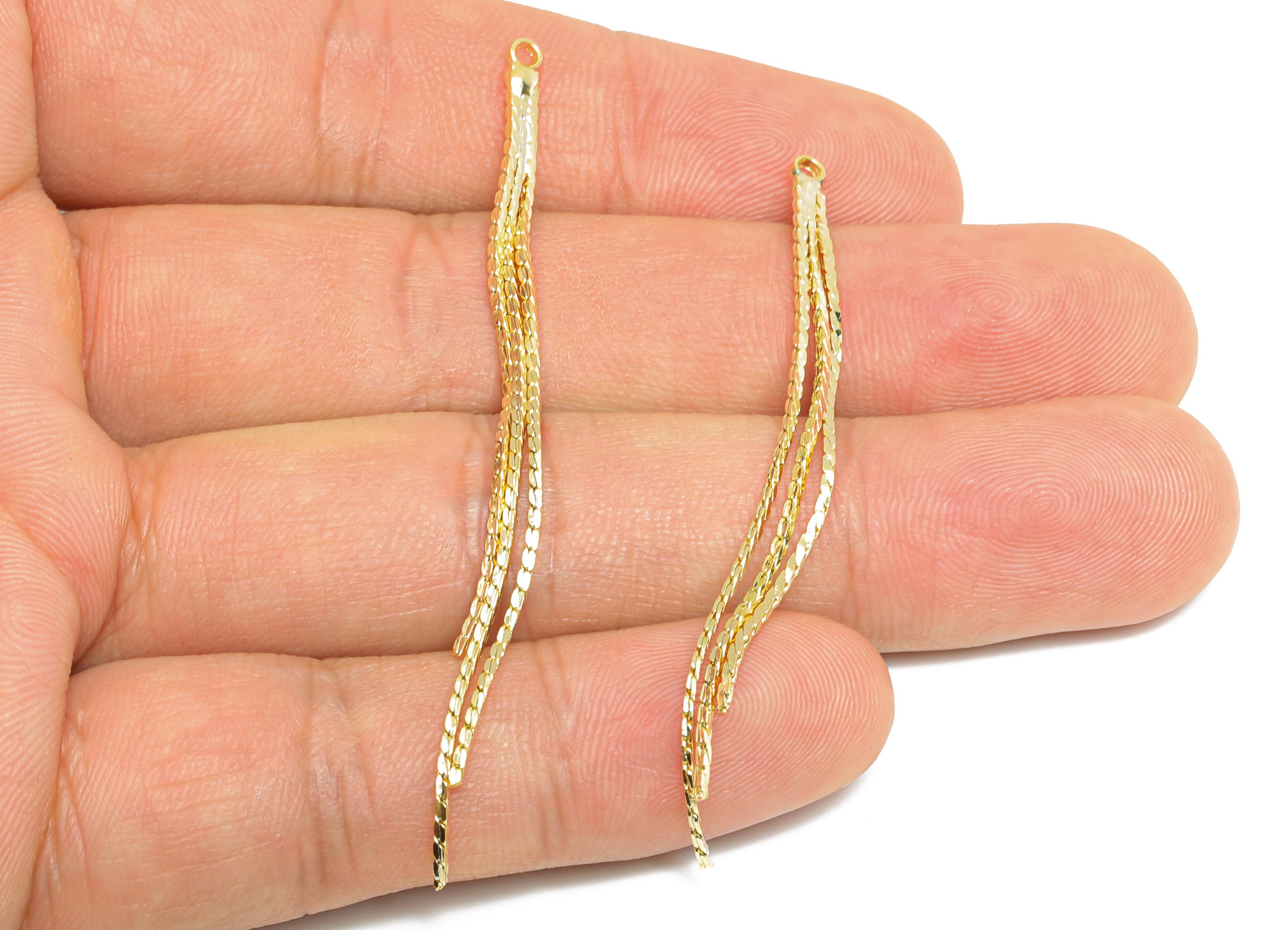 Brass Dangle Tassel Chain - Gold Long Chain with Loop - Delicate Accessory DIY - 14K Real Gold-Plated Brass - 81.45x3x1.2mm - RGP9560-14 - DOMEDBAZAAR