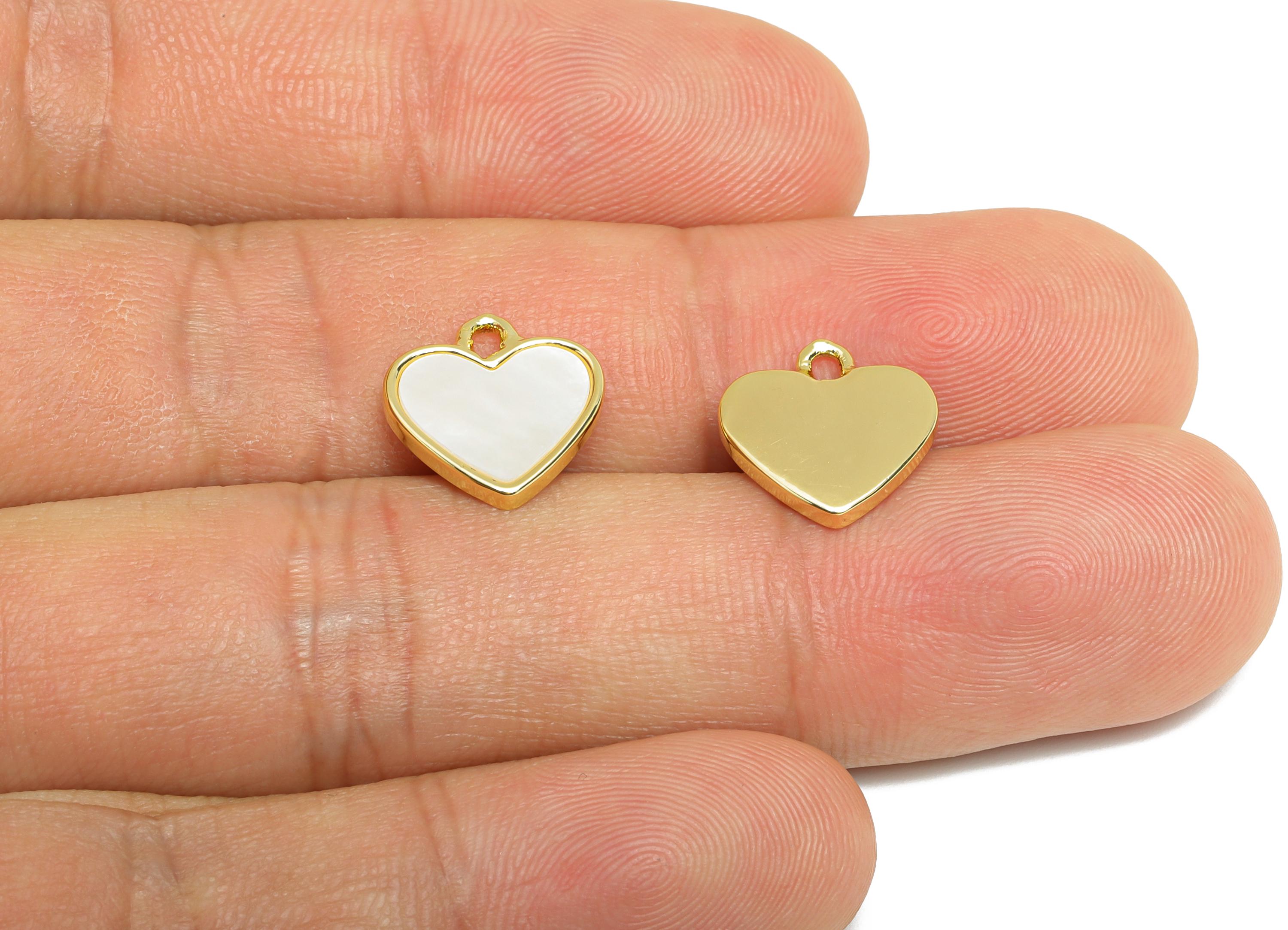 Brass Heart Earring Charm - Gold Seashell Pendant for Necklace - Refined Love Heart Charm - 18K Real Gold-Plated - 12.53x11.9x2.03mm-RGP9622 - DOMEDBAZAAR