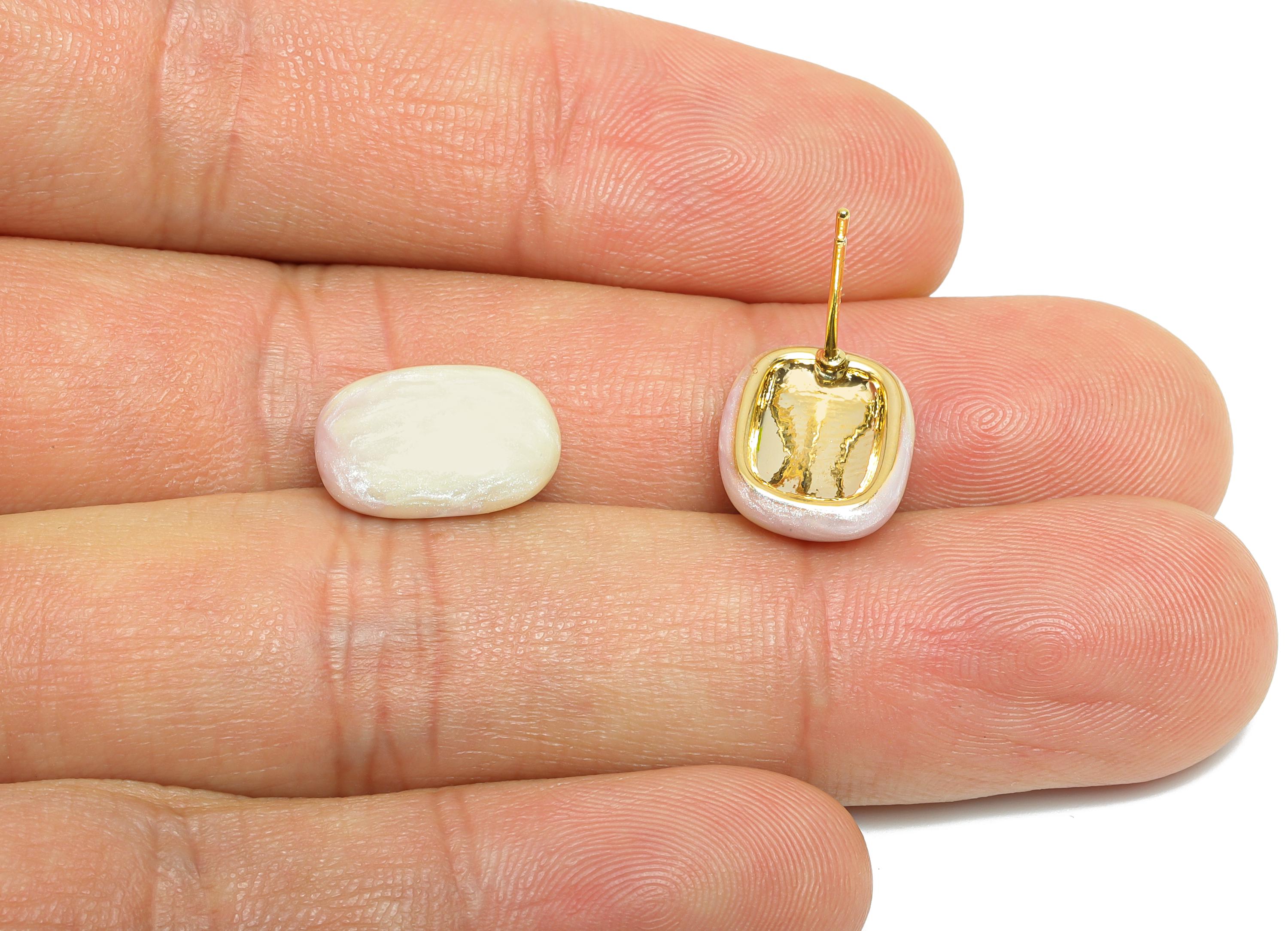 Oval Enamel Earring Stud - Purple Brass Chic Oval Stud Earring - Minimalist Enamel Earring Post- 18K Gold Plated-13.58x10.72x0.74mm-RGP9608B - DOMEDBAZAAR