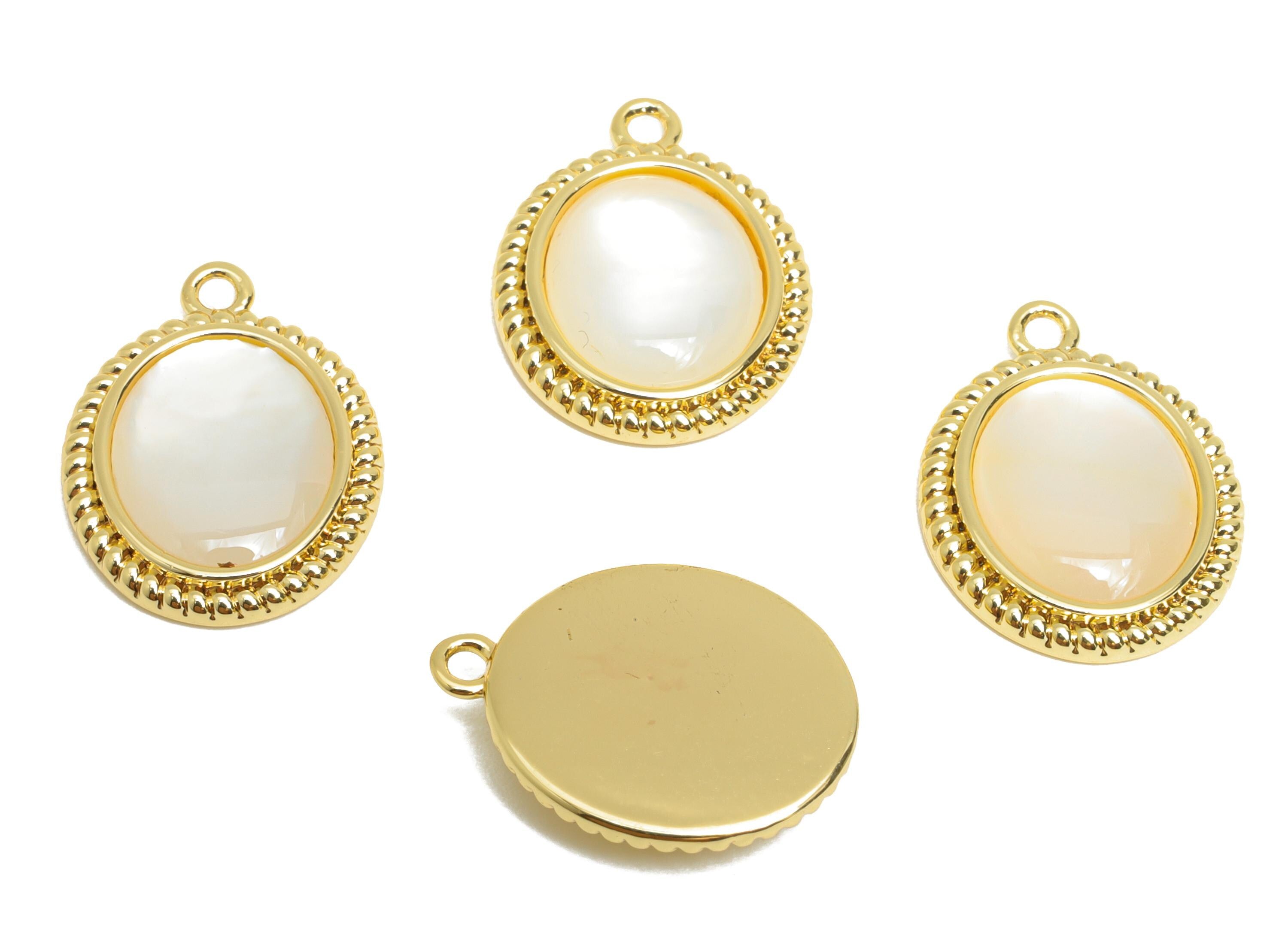 Brass Oval Earring Charms - Gold Oval Seashell Pendant - Textured Elegant Necklace Charm -18K Real Gold Plated - 15.3x11.6x2.75mm -RGP9546 - DOMEDBAZAAR