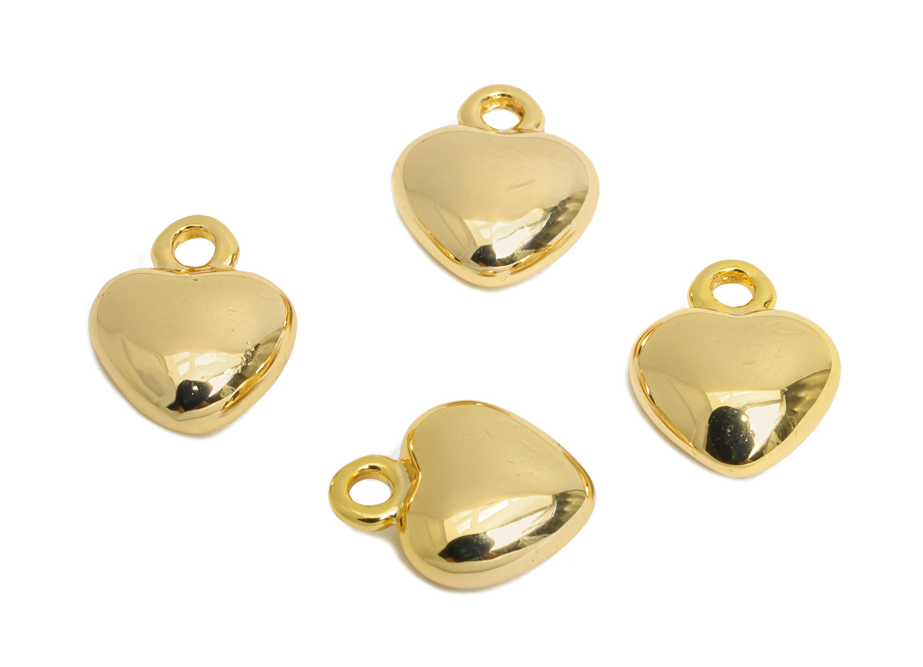 Brass Heart Charm - Brass Mini Shiny Heart Earring Charm - Symbol of Love Jewelry - Chic Love - 18K Real Gold Plating - 10x7.9x3mm - RGP9664 - DOMEDBAZAAR