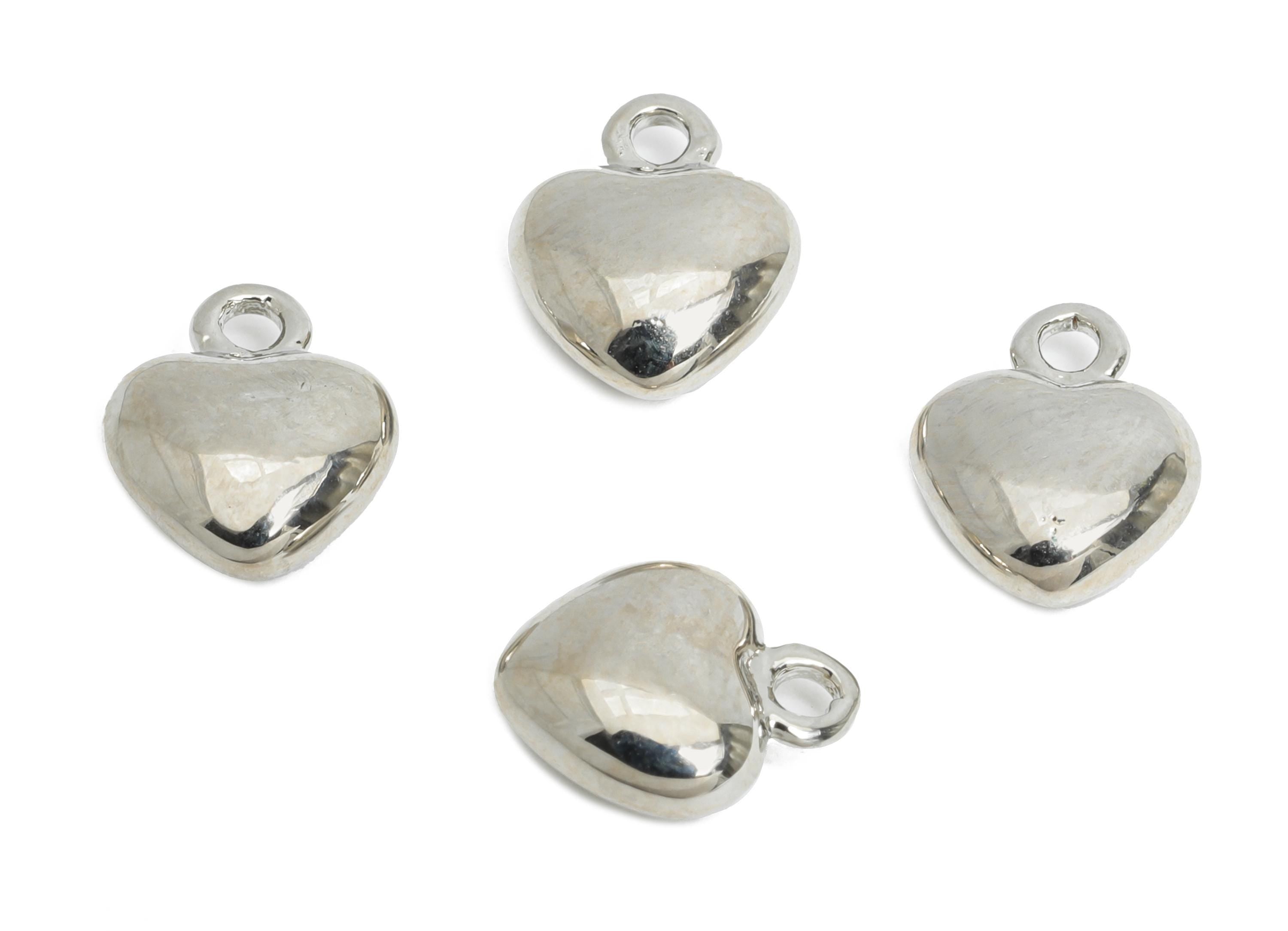 Brass Heart Charm - Brass Mini Heart Earring Charm - Symbol of Love Jewelry - Chic Love - 18K Real White Gold Plated - 10x7.9x3mm - RGP9664S - DOMEDBAZAAR