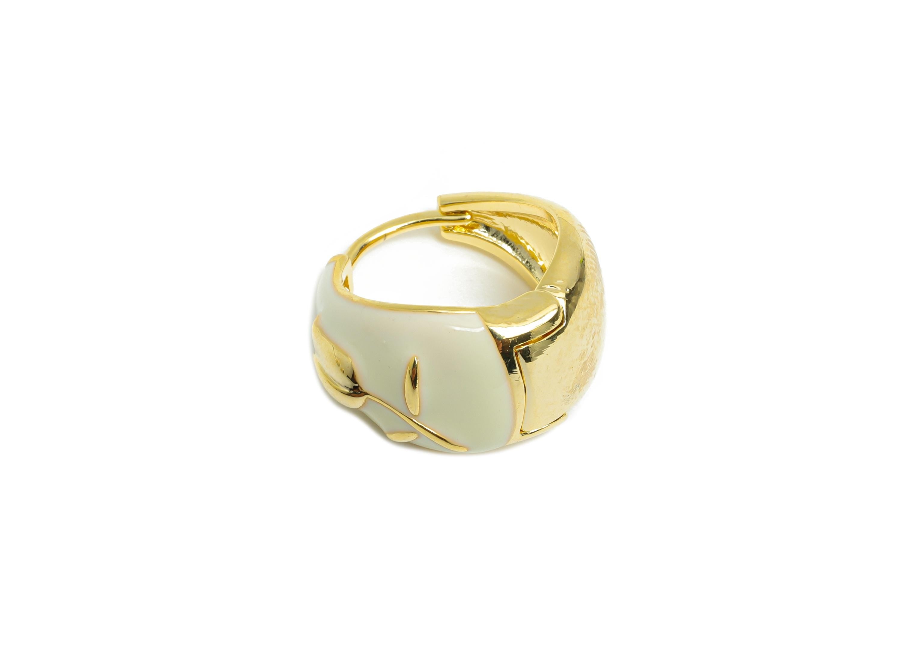 Brass Round Hoop Earring - Flower Enamel Huggie Earring for Girl's - Refined Gold Thick Earring - 18K Gold Plated - 16.61x9.14x3mm -RGP9607A - DOMEDBAZAAR