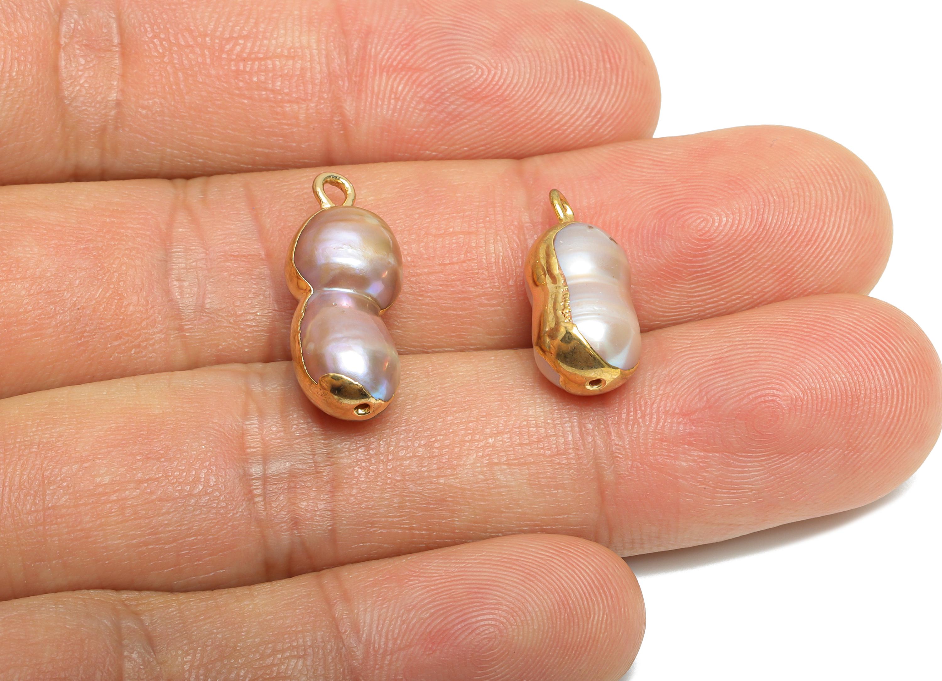 Baroque Pearl Charm - Natural Freshwater Pearl Pendant - Irregular Pearl Charm - Handmade Jewelry -KC Gold Plated -20.88x8.9x7.67mm -RGP9567 - DOMEDBAZAAR