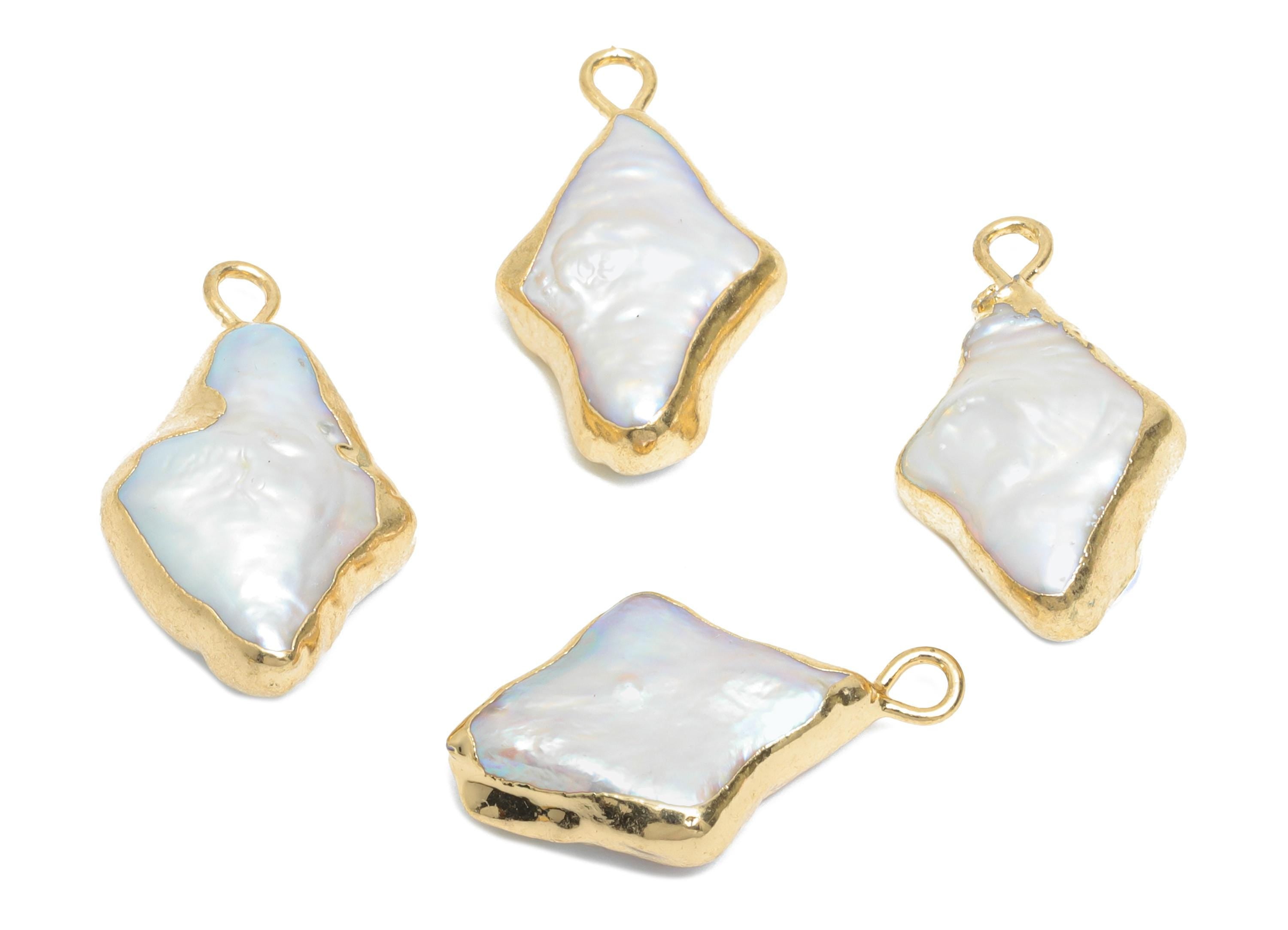 Star Baroque Pearl Charms - Natural Freshwater Pearl Pendant - Irregular Pearl Handmade Jewelry -KC Gold Plated - 21.6x11.77x6.8mm - RGP9571 - DOMEDBAZAAR