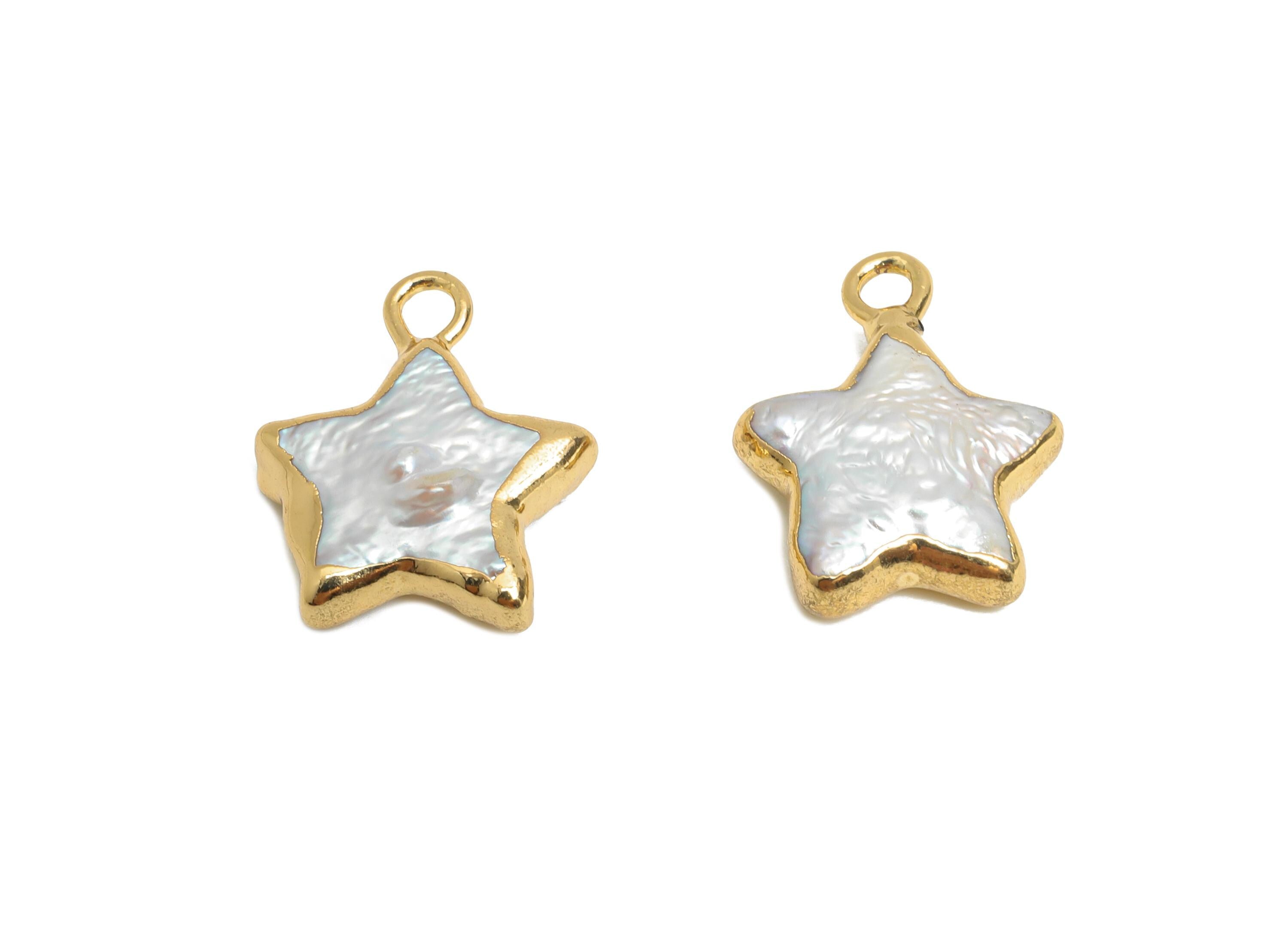 Star Baroque Pearl Charms - Natural Freshwater Pearl Pendant - Irregular Pearl Handmade Jewelry - KC Gold Plated - 14.5x12.6x4mm - RGP9574 - DOMEDBAZAAR