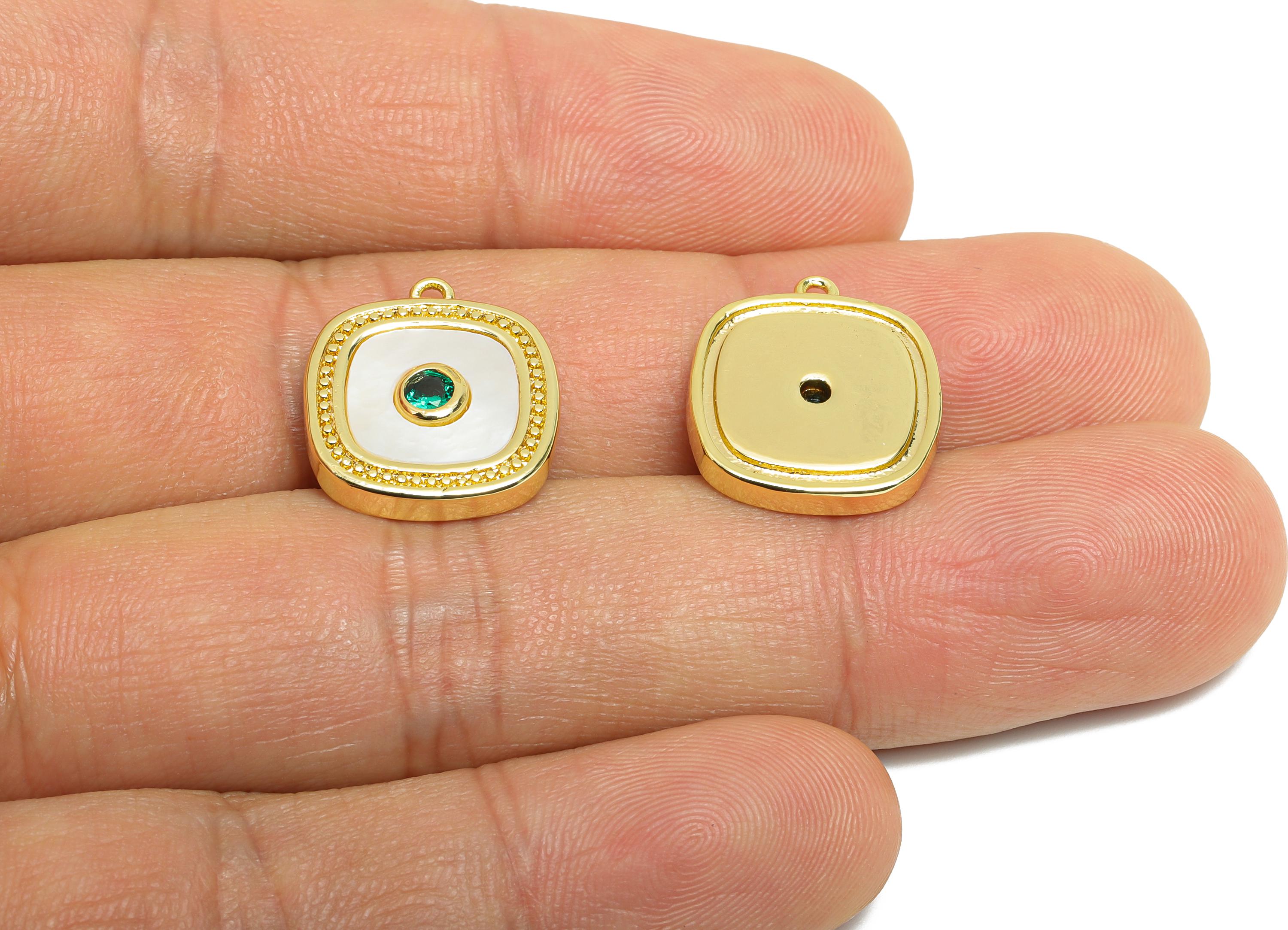 Brass Shell Square Pendant - Brass Luxurious Jewelry - Geometry Cubic Zircon Pendant - 18K Real Gold Plated - 16x4.96x3.37mm - RGP9635 - DOMEDBAZAAR