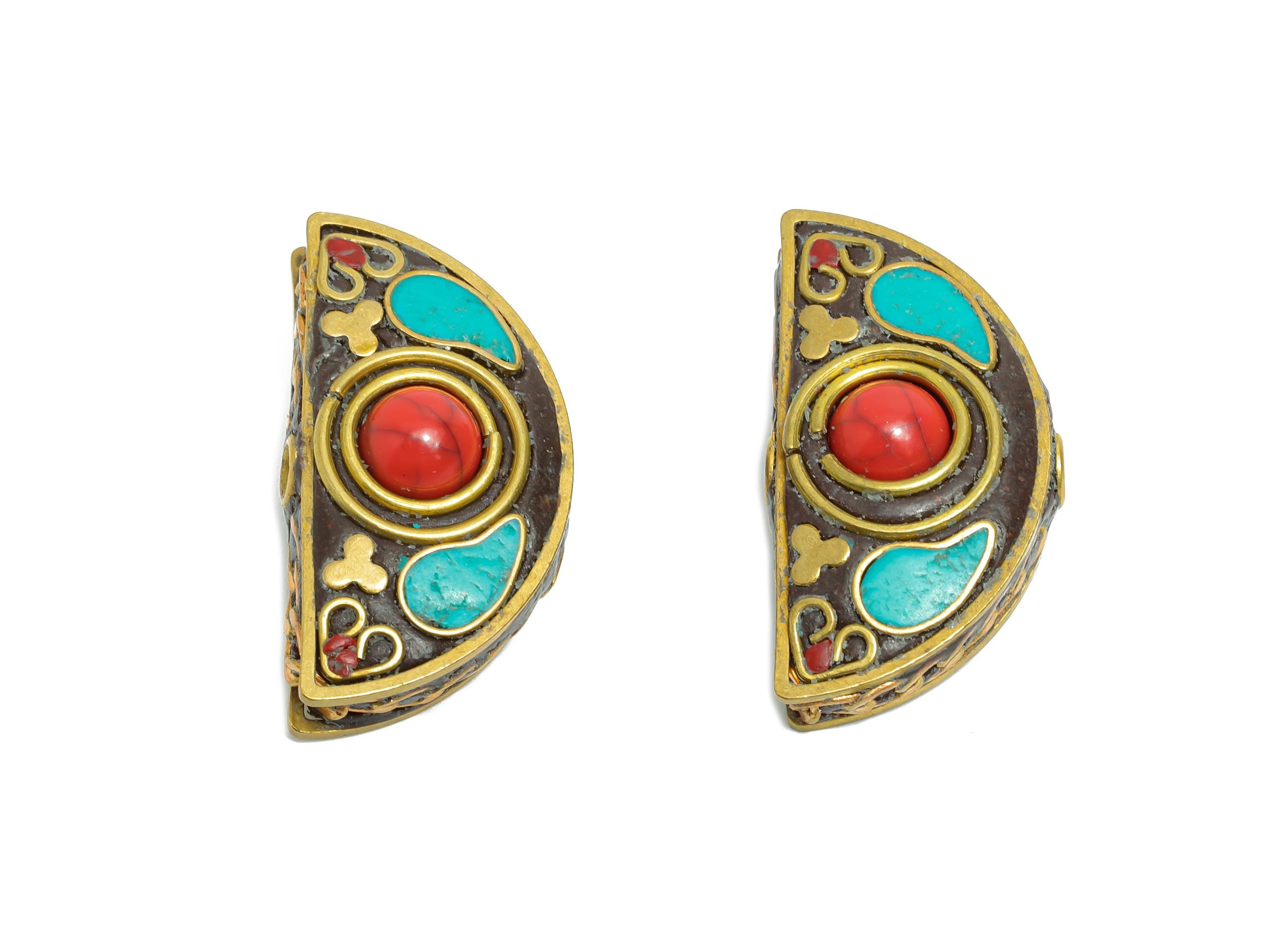 Half Moon Brass Bead - Brass Vintage Bohemian Drop Jewelry Artistry - Dainty DIY Handmade Bracelet Bead - DIY Jewelry - 16x30x10mm - RGP9856 - DOMEDBAZAAR