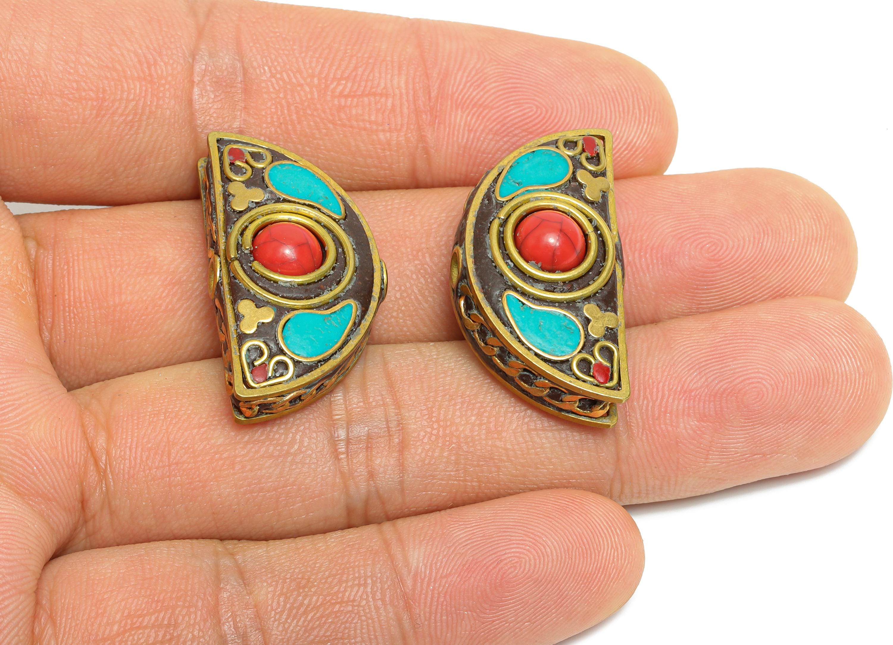 Half Moon Brass Bead - Brass Vintage Bohemian Drop Jewelry Artistry - Dainty DIY Handmade Bracelet Bead - DIY Jewelry - 16x30x10mm - RGP9856 - DOMEDBAZAAR