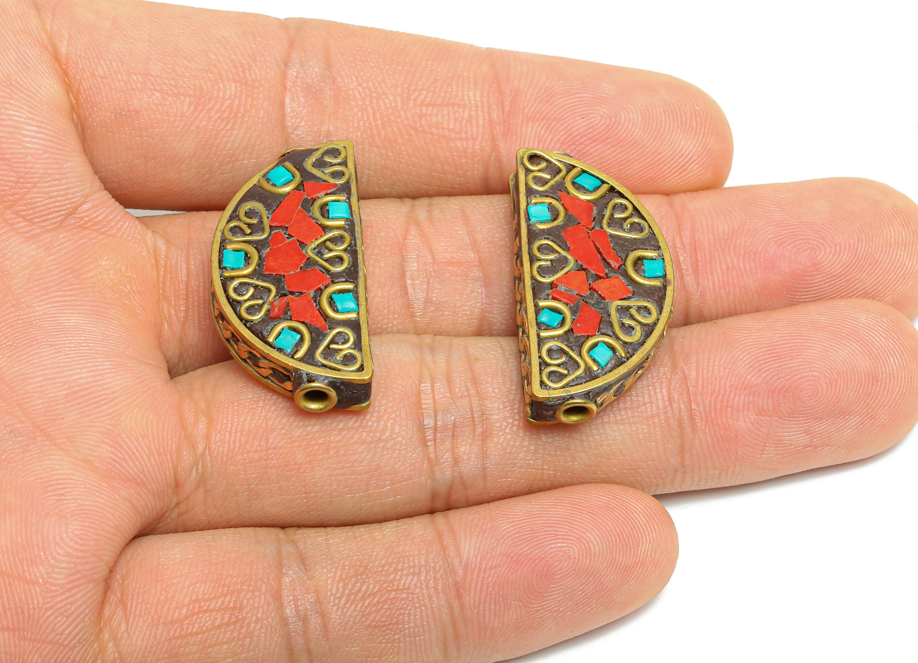 Half Moon Brass Bead - Brass Vintage Bohemian Drop Jewelry Artistry - Dainty DIY Handmade Bracelet Bead - DIY Jewelry - 30x15x10mm - RGP9857 - DOMEDBAZAAR