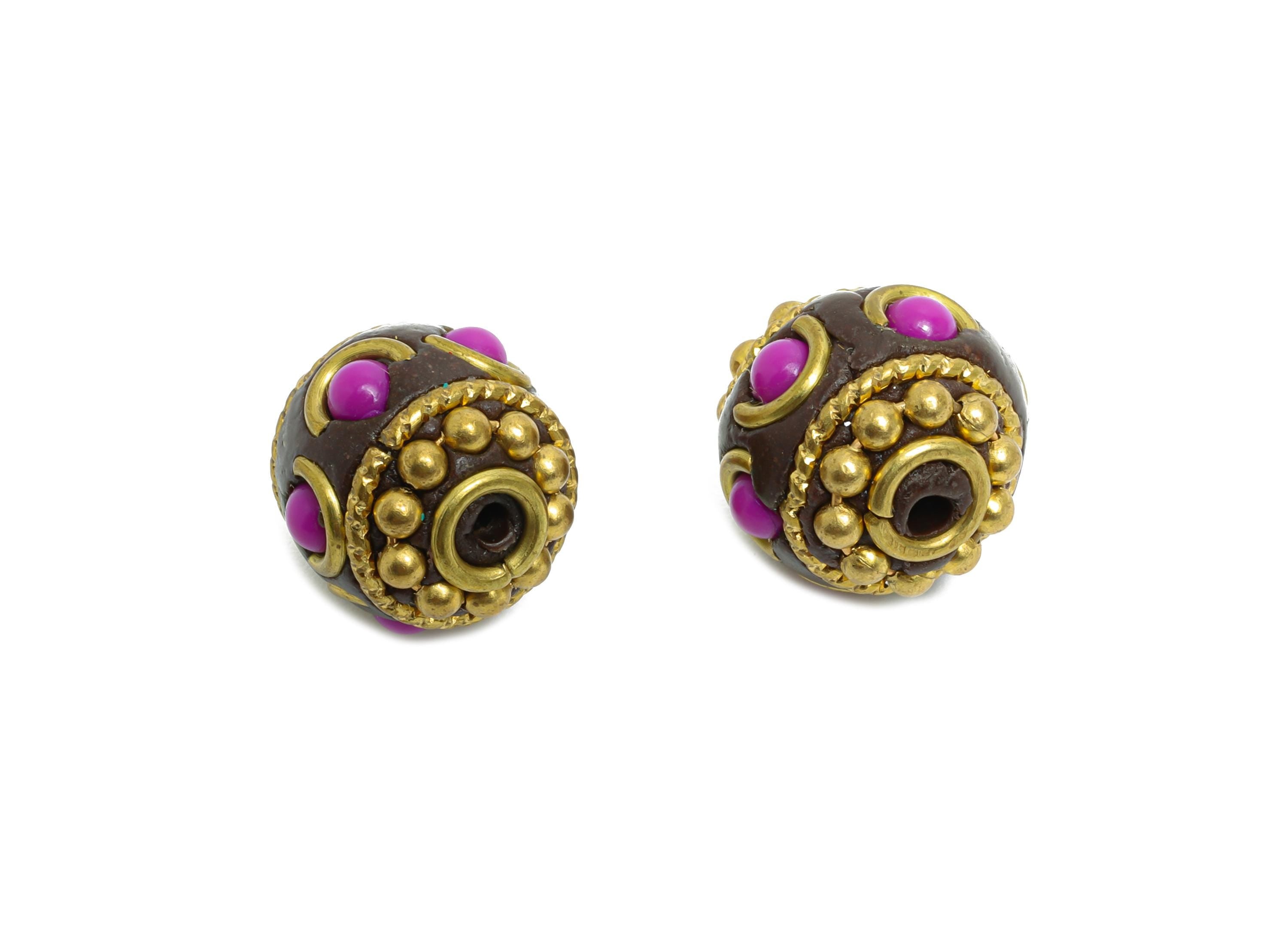 Brass Bohemian Round Bead - Nepalese/Tibetan Space Bead - Handmade Jewelry - Bracelet Bead - Artisan Craft Bead - 11x11x11mm - RGP9874 - DOMEDBAZAAR