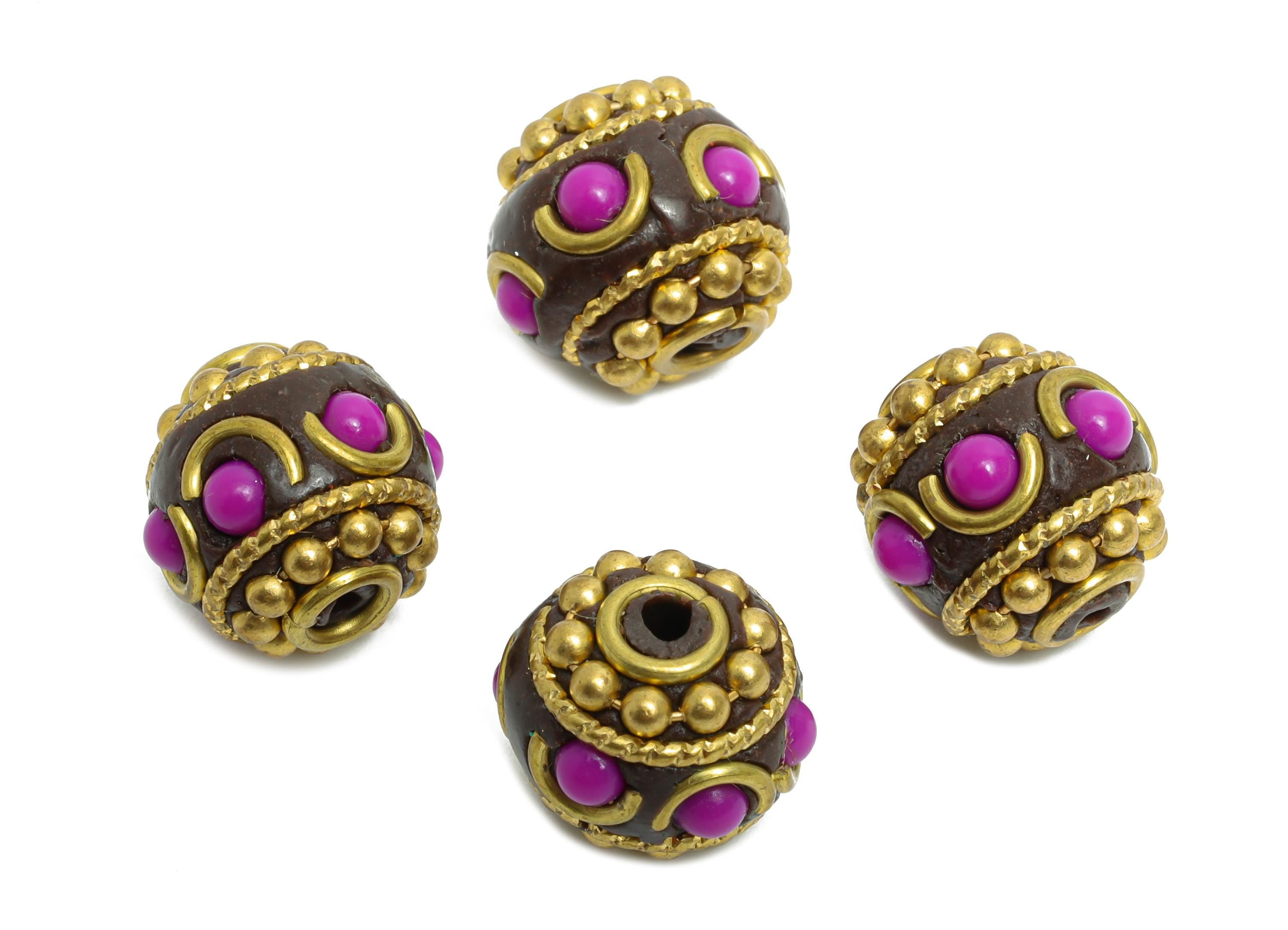 Brass Bohemian Round Bead - Nepalese/Tibetan Space Bead - Handmade Jewelry - Bracelet Bead - Artisan Craft Bead - 11x11x11mm - RGP9874 - DOMEDBAZAAR