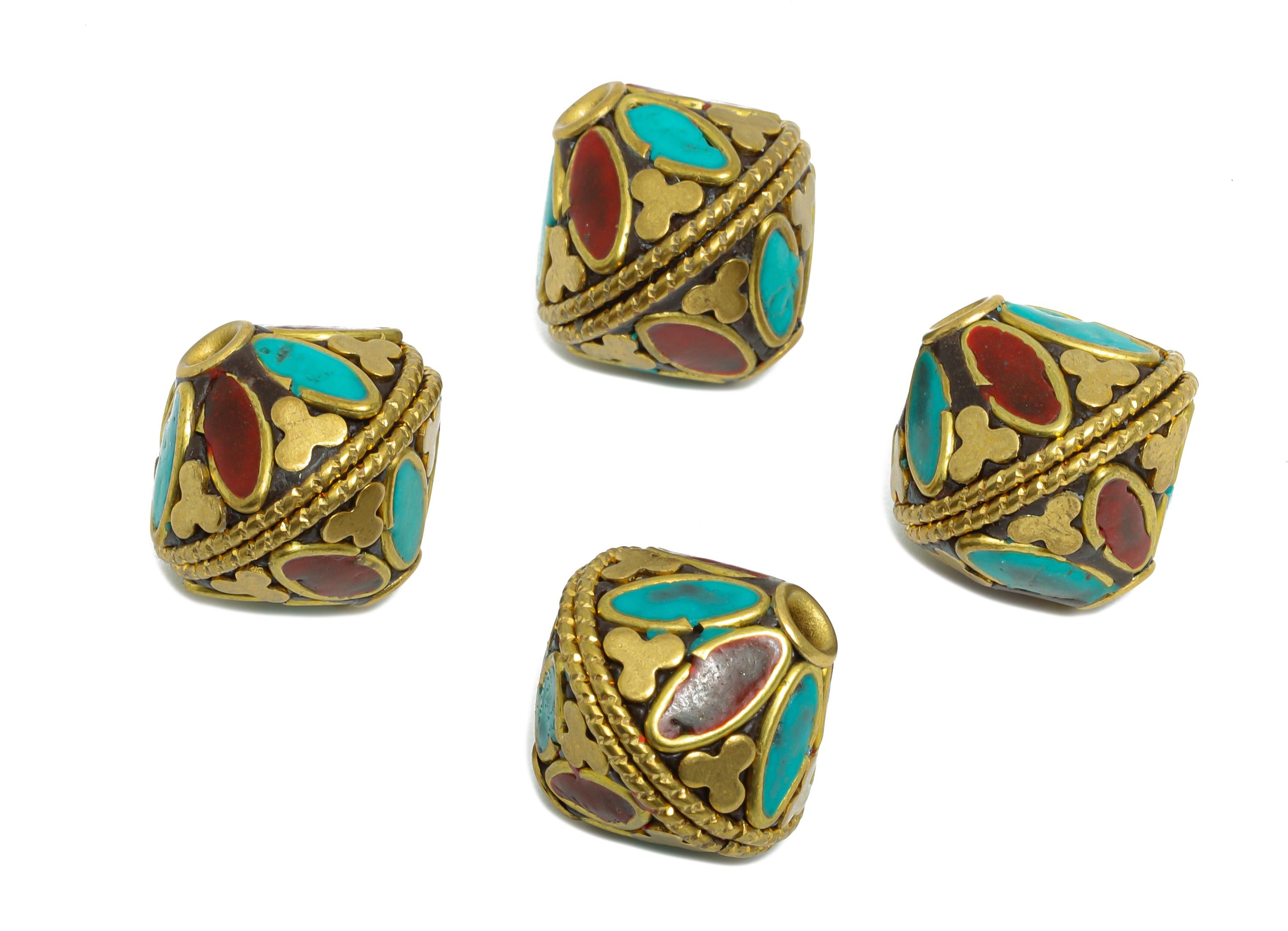 Bohemian Craft Beads - Nepalese/Tibetan Space Craft Bead - Bohemian Bracelet Bead - Vintage Artisan Handcrafted - 15x15x15.03mm - RGP9878 - DOMEDBAZAAR