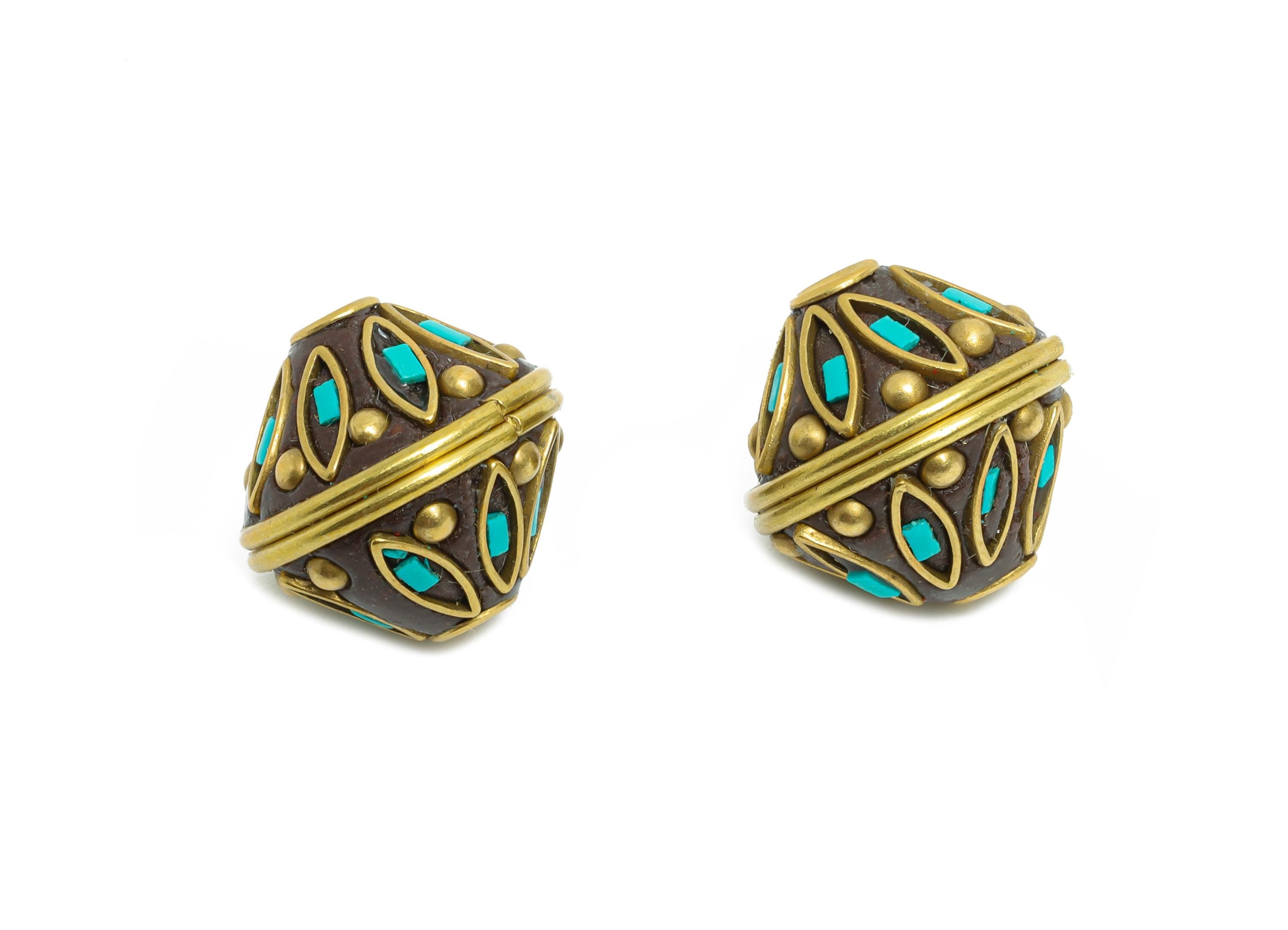 Marquise Craft Beads - Nepalese/Tibetan Space Craft Bead - Bohemian Bracelet Bead - Vintage Artisan Handcrafted - 14x15x15mm - RGP9877 - DOMEDBAZAAR