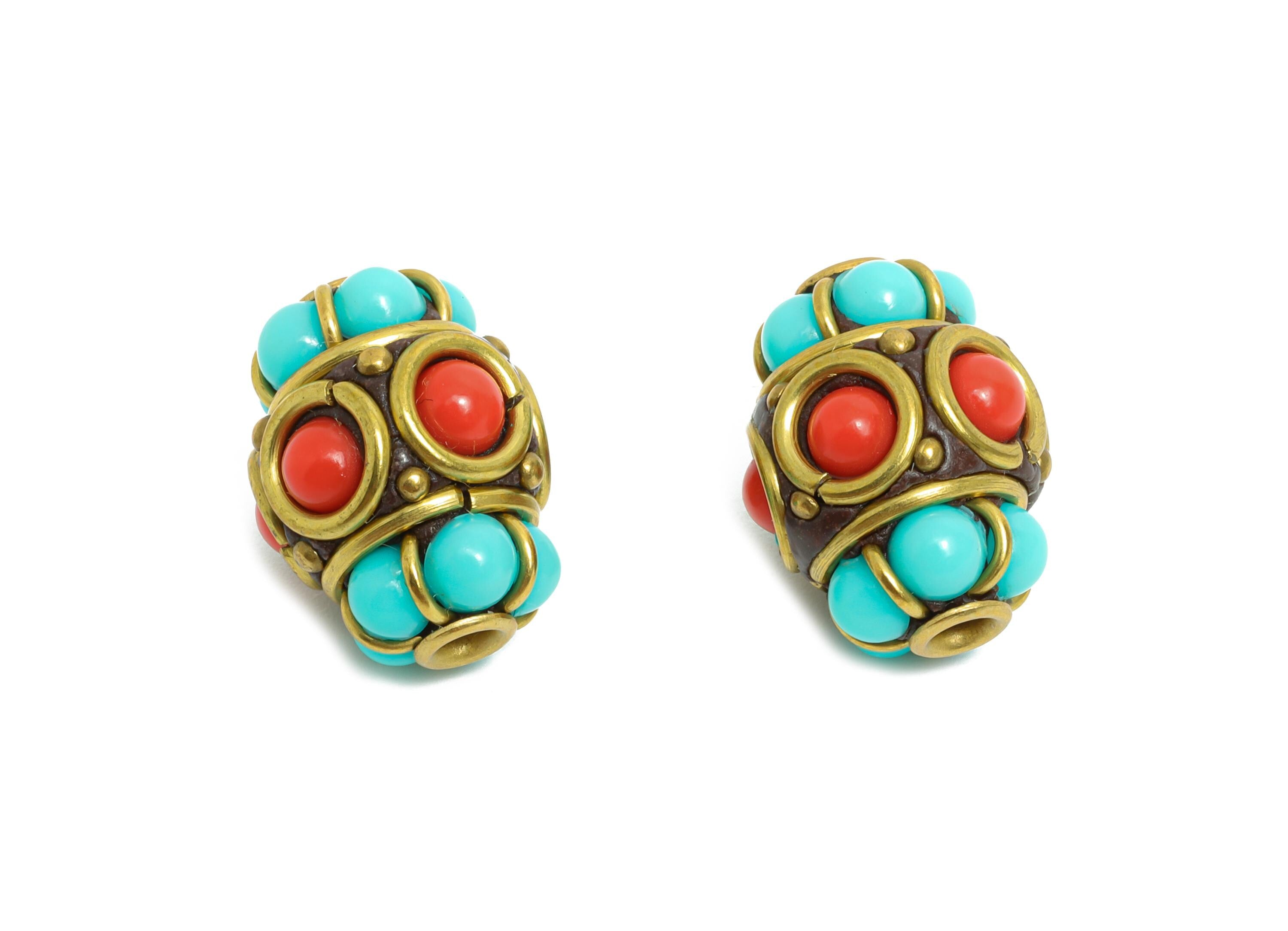 Bohemian Exotic Craft Beads - Nepalese/Tibetan Space Craft Bead - Traditional Craft Beads - Bracelet Bead - 15x12.53x12mm - RGP9883 - DOMEDBAZAAR