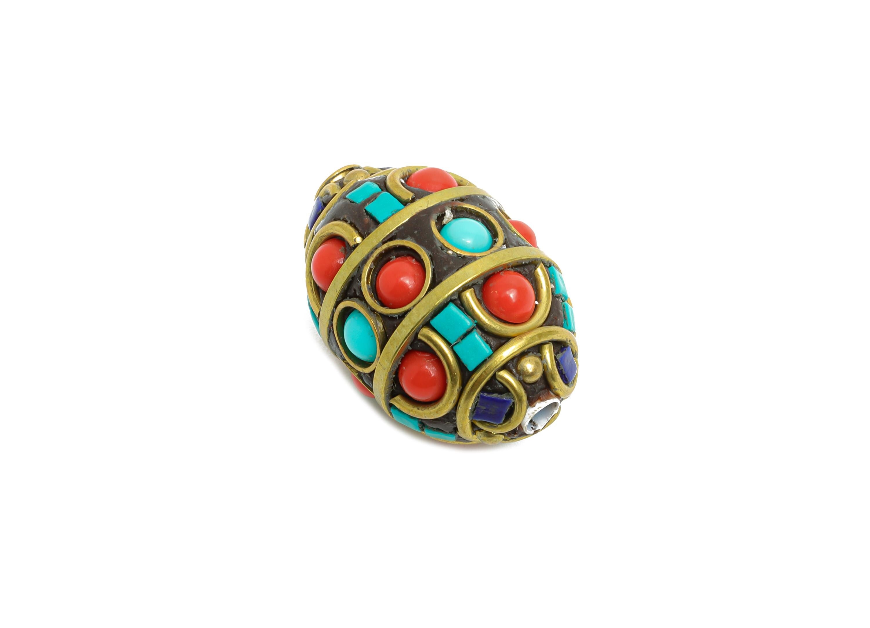 Bohemian Craft Beads - Nepalese/Tibetan Space Craft Bead - Bracelet Bead - Vintage Artisan Handcrafted - 23x15x15.35mm - RGP9868 - DOMEDBAZAAR