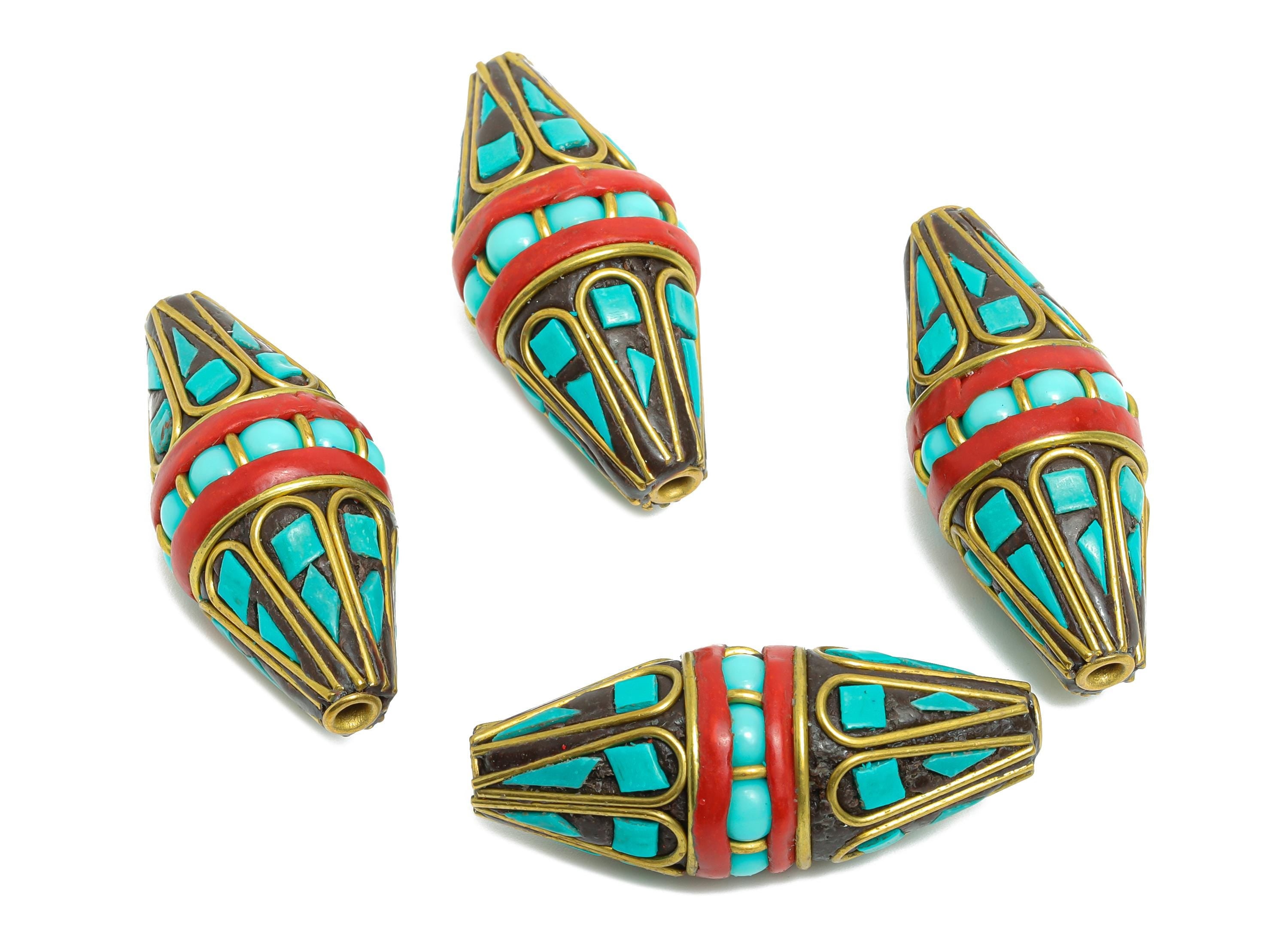 Exotic Craft Bead - Nepalese/Tibetan Space Craft Bead - Traditional Handmade Beads - Vintage Bohemian - Bracelet Bead - 38x16x16mm - RGP9866 - DOMEDBAZAAR